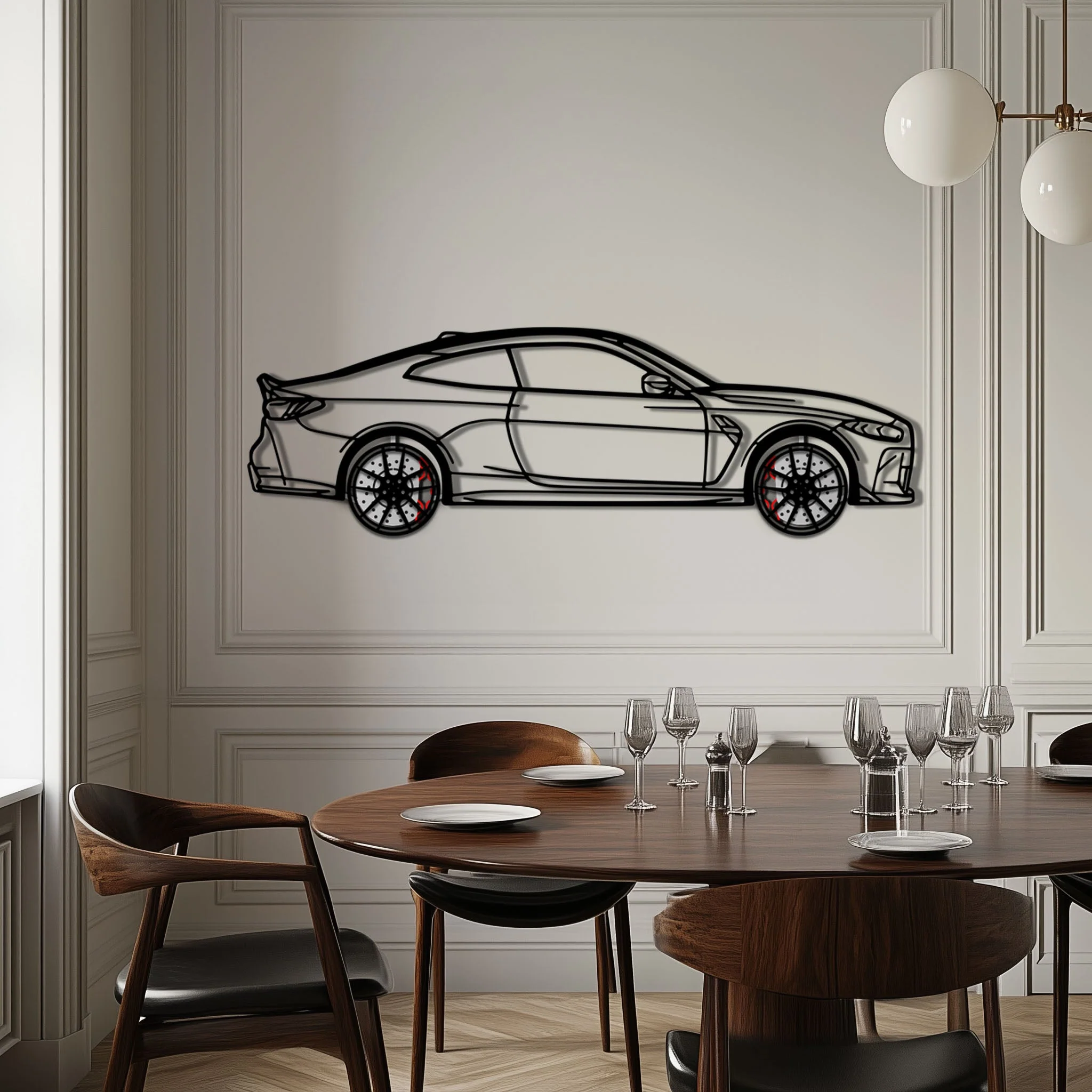 BMW M4 CSL Metal Car Wall Art with Rotating Wheels - Limited Edition G82 Silhouette - Interactive Automotive Wall Art - KAFMEKA108 - Image 4