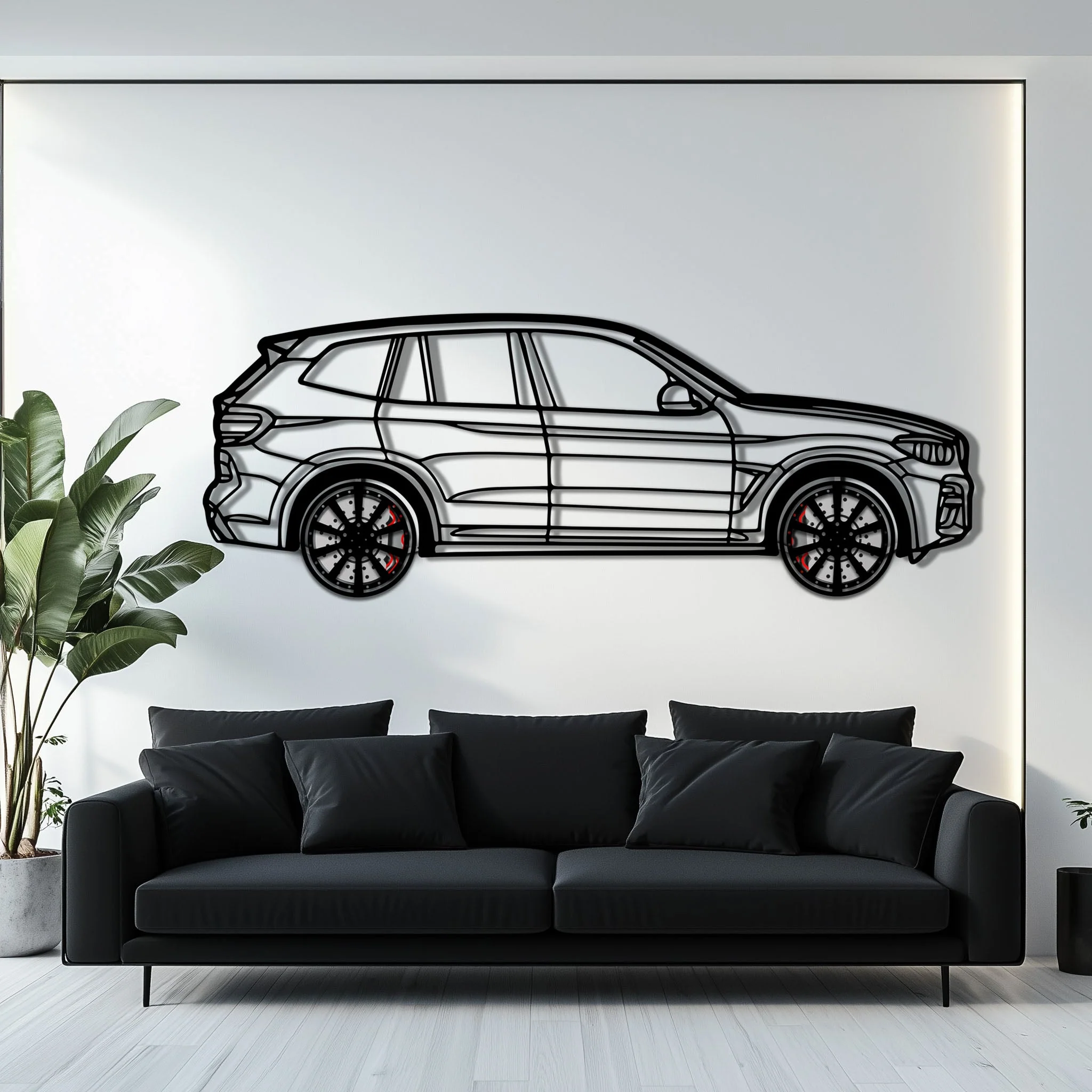 BMW X3 Metal Car Wall Art with Rotating Wheels - Modern SAV Silhouette Decor - Interactive Automotive Wall Art - KAFMEKA110 - Image 8