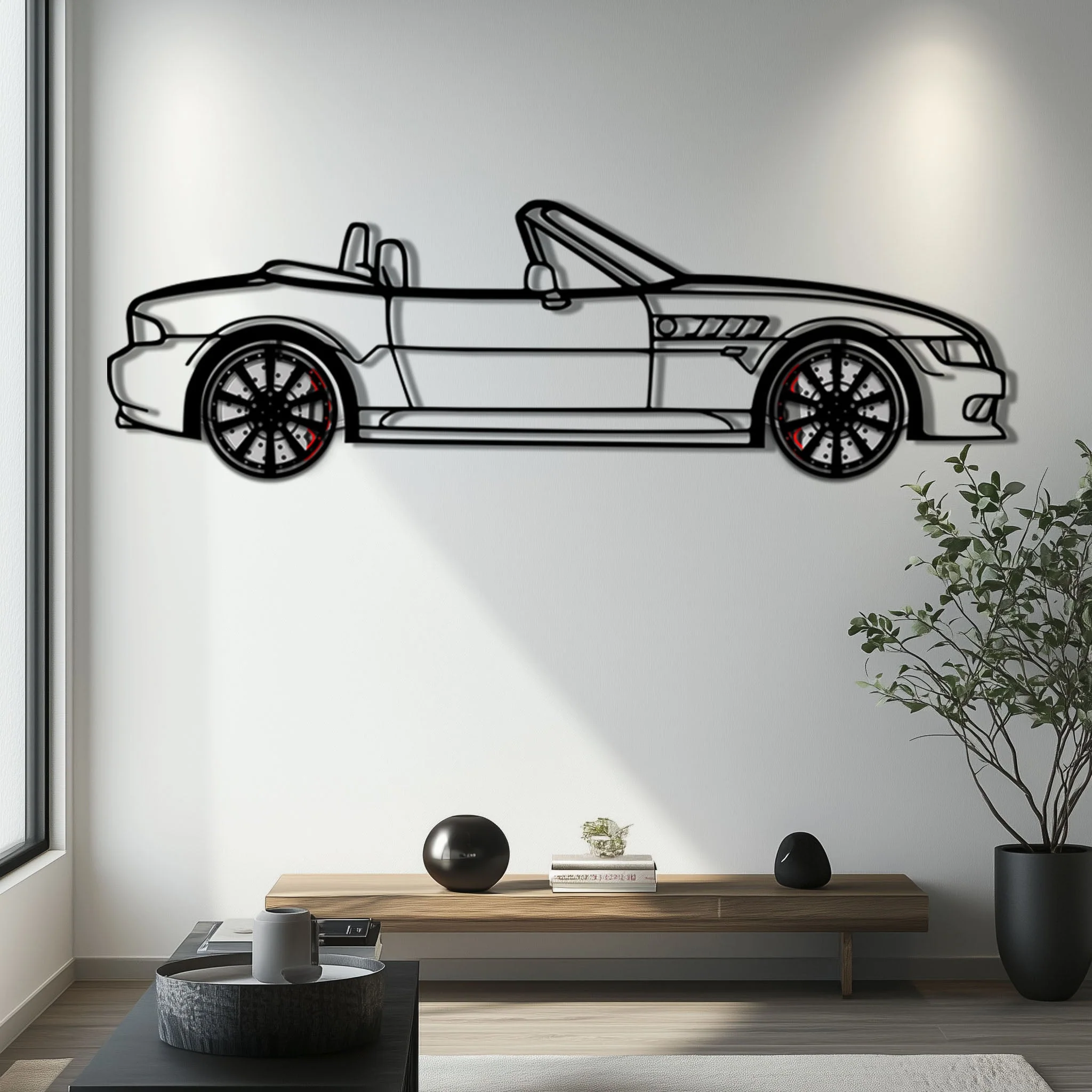 BMW Z3 Metal Car Wall Art with Rotating Wheels - Classic Roadster Silhouette Decor - Interactive Automotive Wall Art - KAFMEKA112 - Image 7