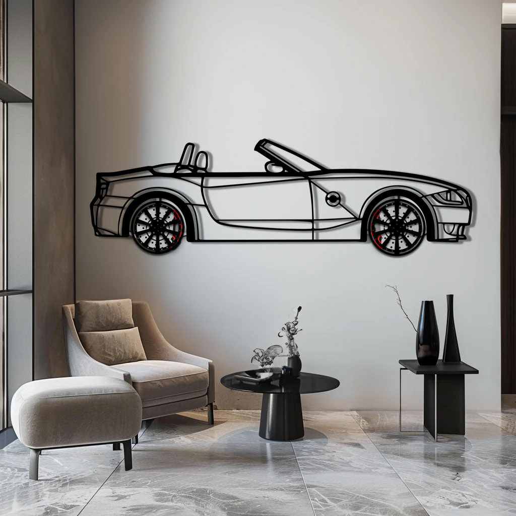 BMW Z4 M Roadster Metal Car Wall Art with Rotating Wheels - M Power Silhouette Decor - Interactive Automotive Wall Art - KAFMEKA114 - Image 5