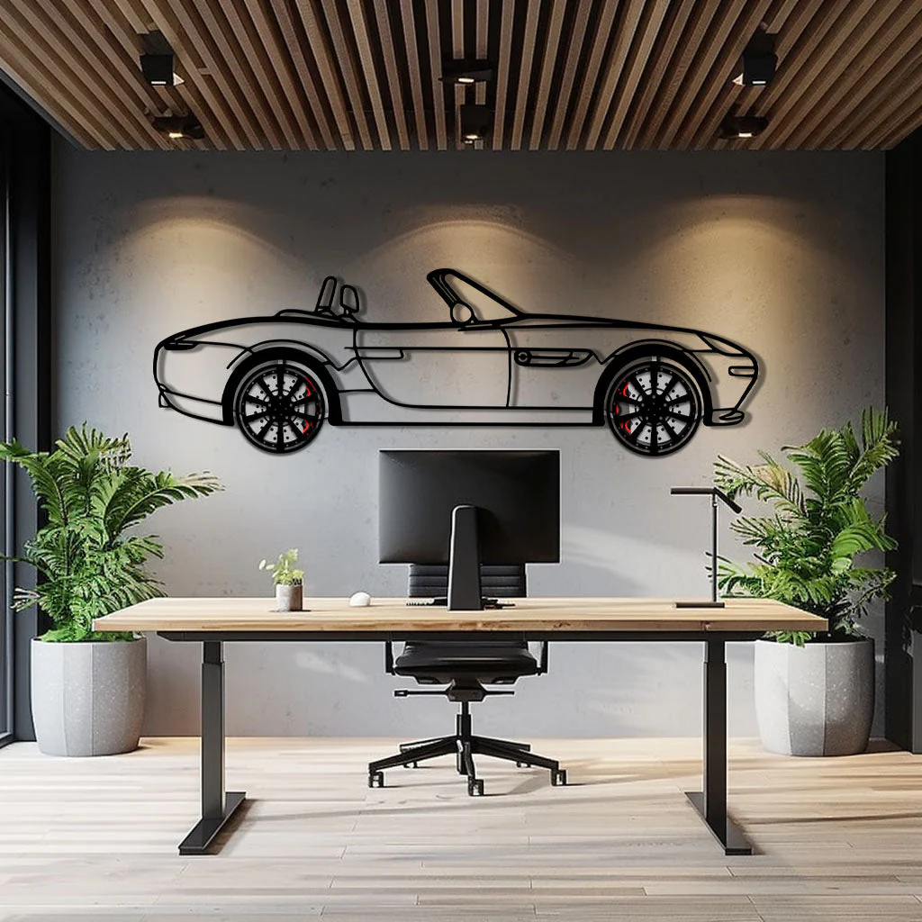 BMW Z8 Metal Car Wall Art with Rotating Wheels - Classic Luxury Roadster Silhouette - Interactive Automotive Wall Decor - KAFMEKA115 - Image 10