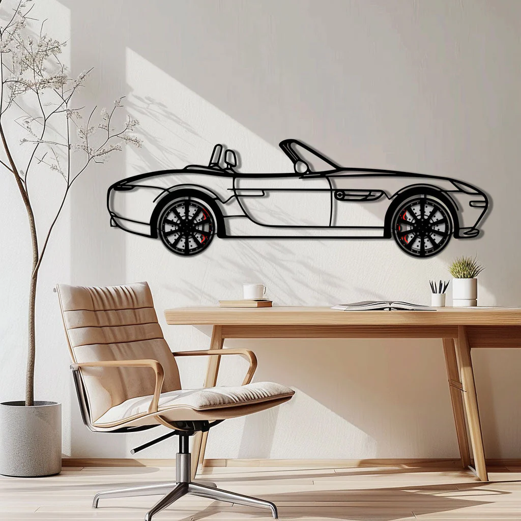 BMW Z8 Metal Car Wall Art with Rotating Wheels - Classic Luxury Roadster Silhouette - Interactive Automotive Wall Decor - KAFMEKA115 - Image 3
