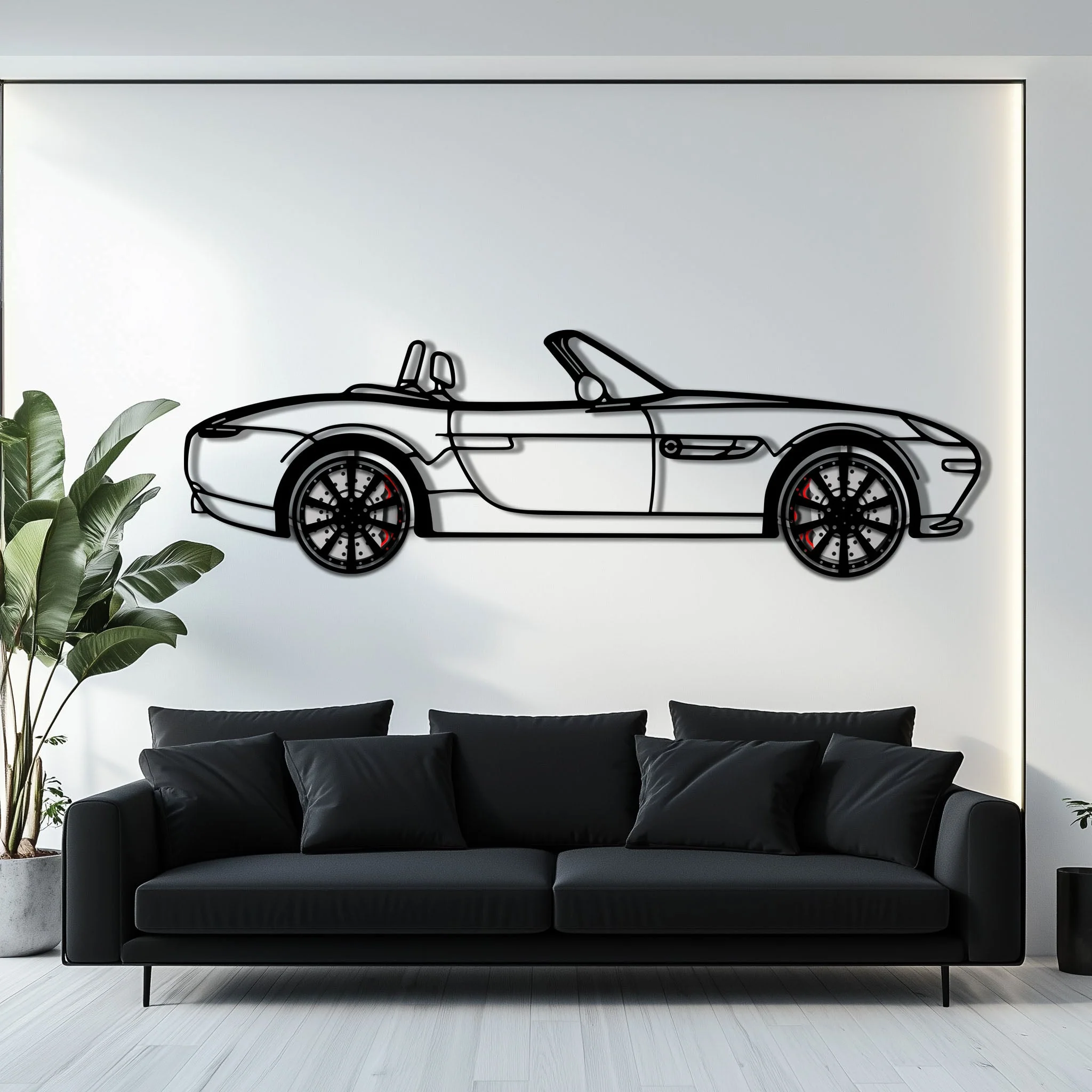 BMW Z8 Metal Car Wall Art with Rotating Wheels - Classic Luxury Roadster Silhouette - Interactive Automotive Wall Decor - KAFMEKA115 - Image 8