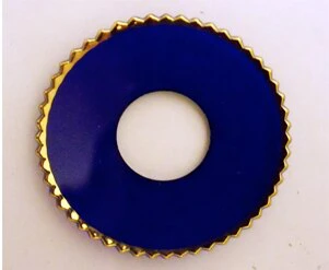 Bobeche - SET OF 2 Blue with Gold Ridged Border Glass 2.75 Inch - Image 2