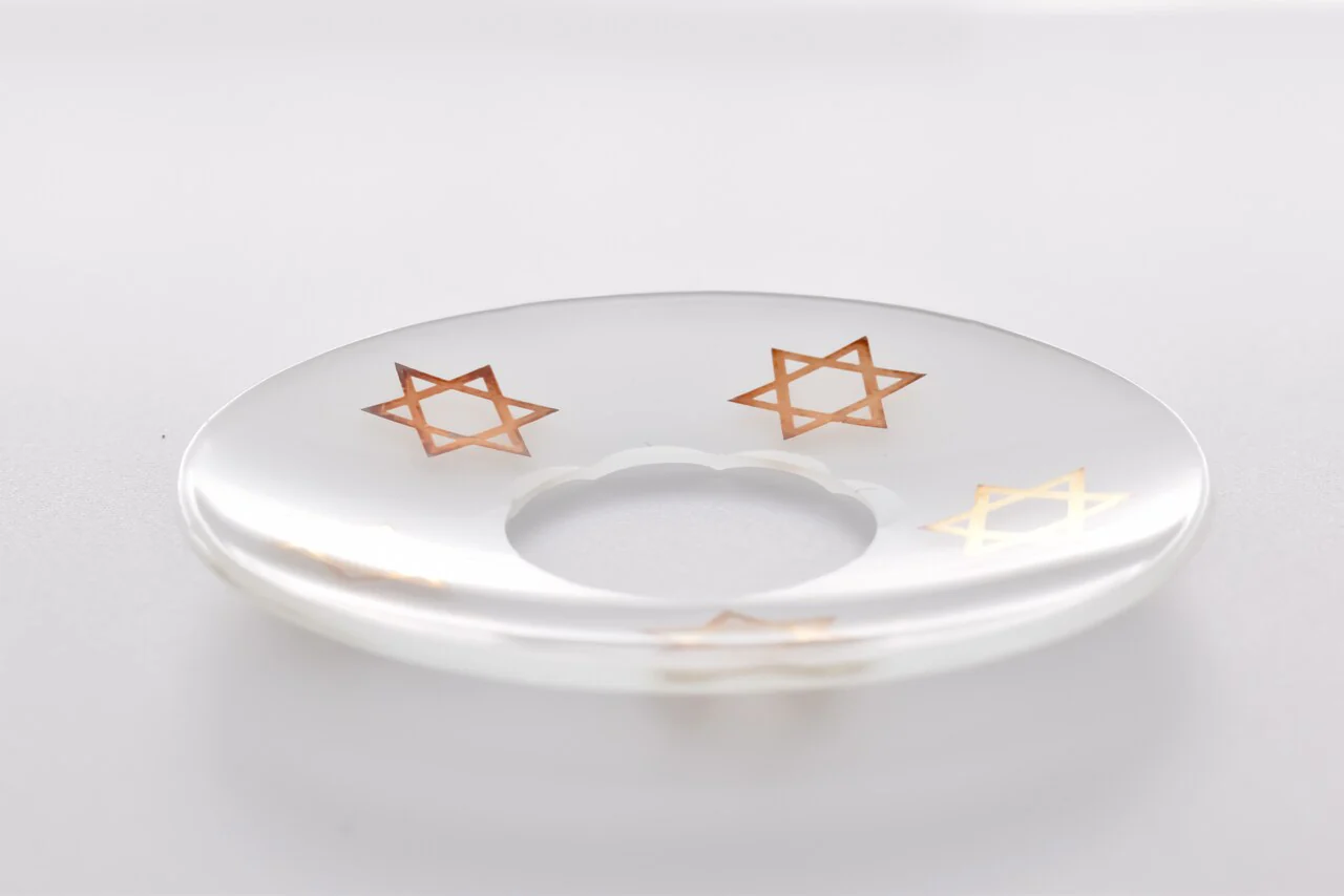 Bobeche - SET OF 2 Star Of David Frosted Glass 2.75 Inch - Image 2