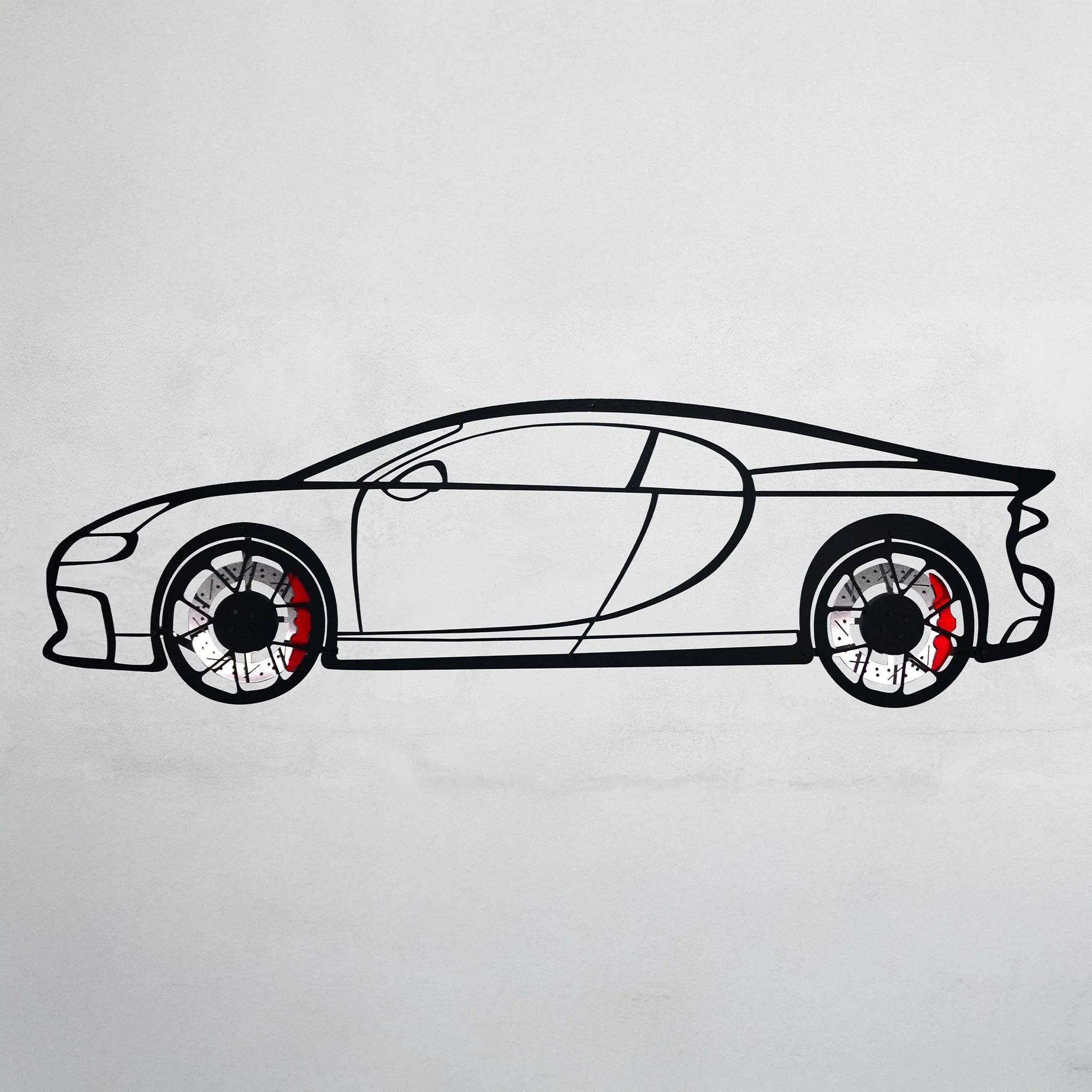 Bugatti Wall Art – Luxury Steel Silhouette with Spinning Wheels-KAFMEKA018