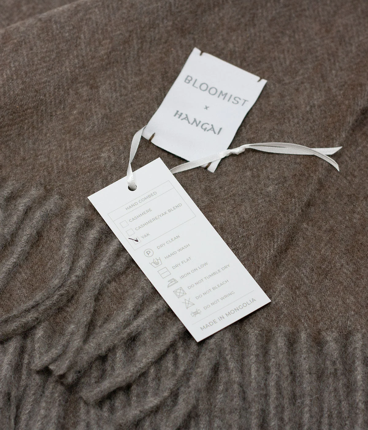 Cappuccino Herringbone Woven Yak Down Throw - Image 2