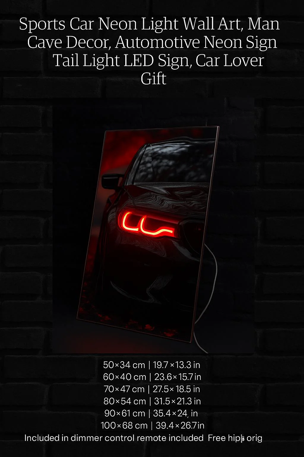 Car LED Plexiglass Wall Sign with Dimmer – UV‑Printed Neon Garage Art