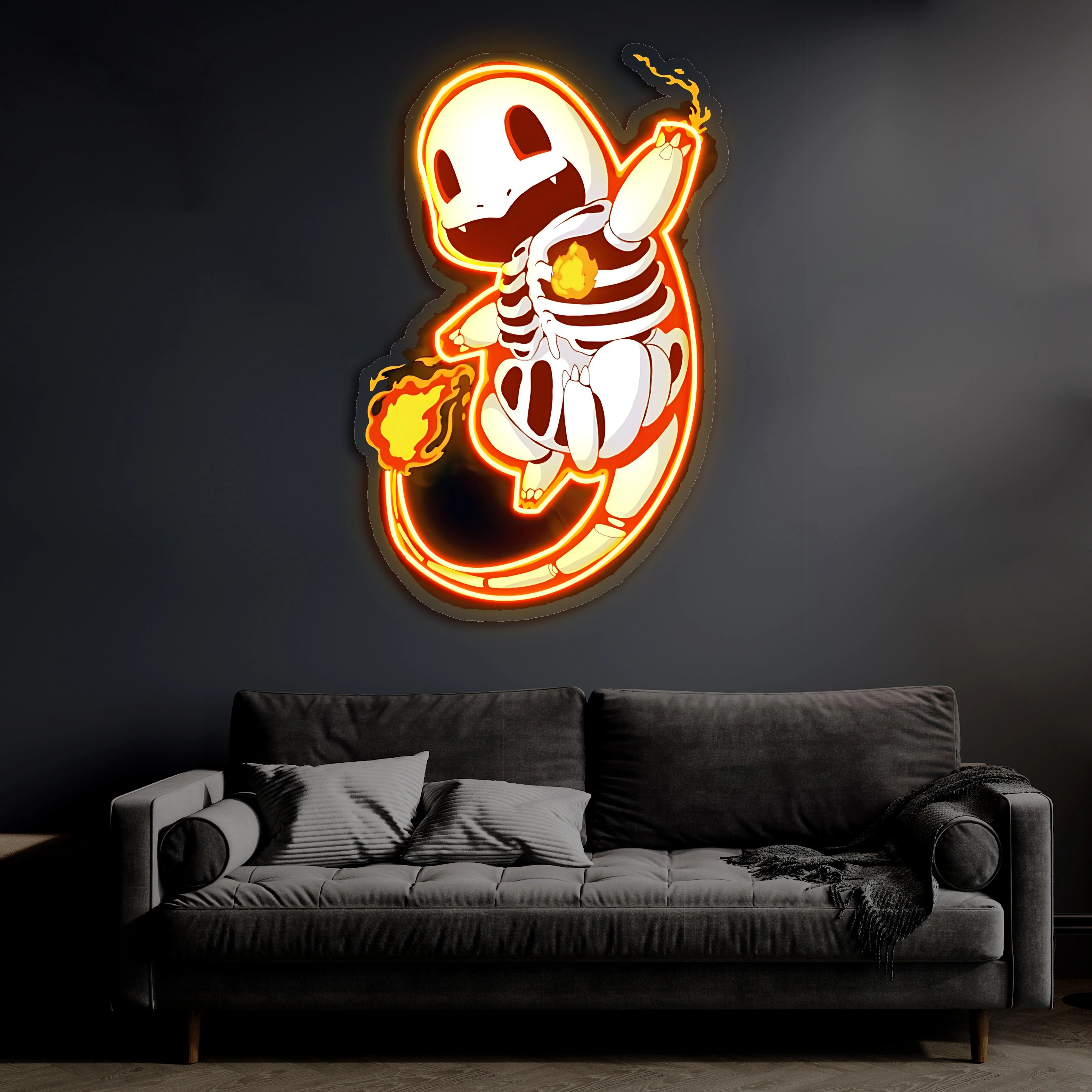 Charmander Plexiglass Neon Art, Pokemon Neon Sign, Neon Light Sign, Neon Wall Art