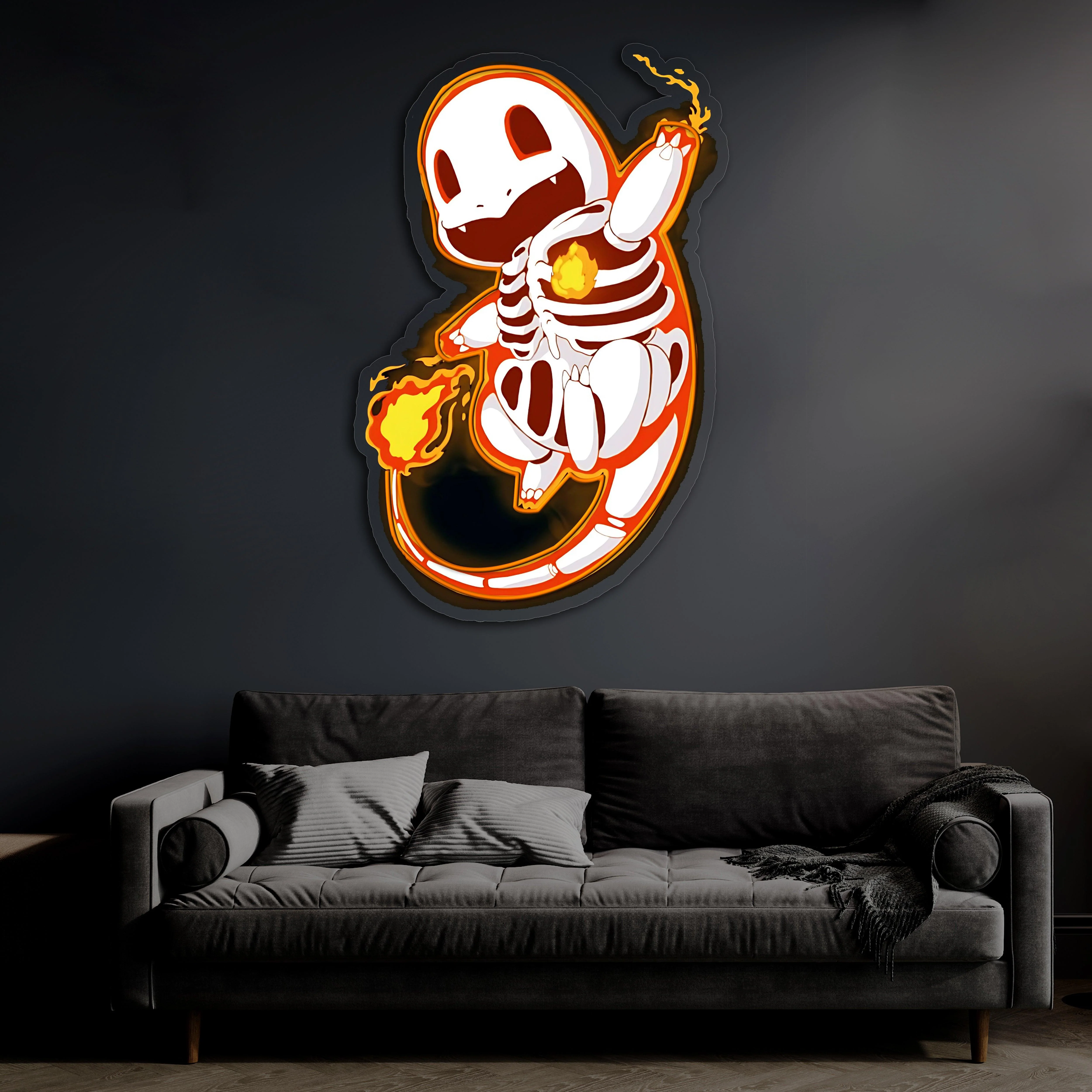 Charmander Plexiglass Neon Art, Pokemon Neon Sign, Neon Light Sign, Neon Wall Art - Image 3