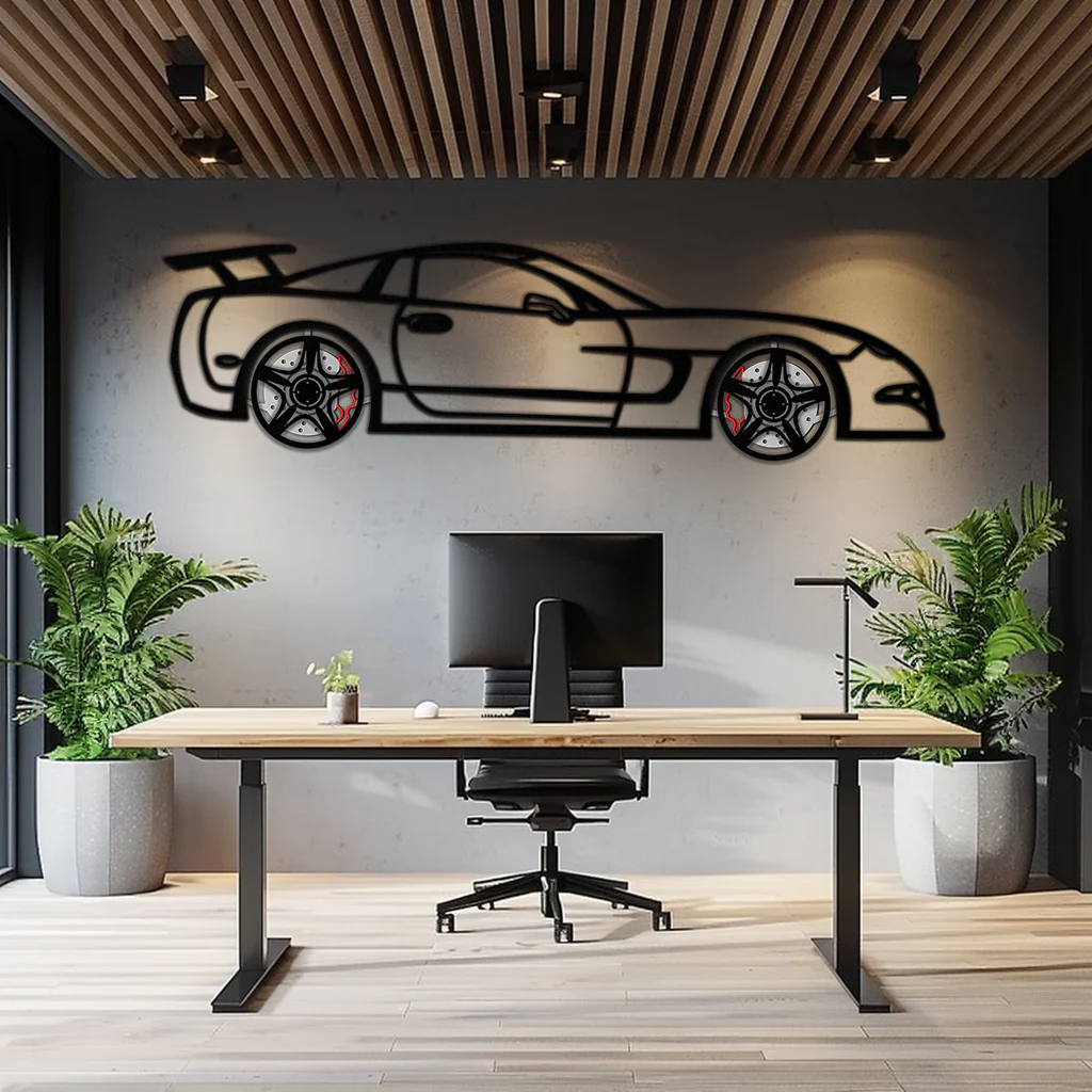 Chevrolet Corvette C5 Metal Wall Art – Rotating Wheels Sports Car Silhouette Wall Decor Gift-KAFMEKA092 - Image 7