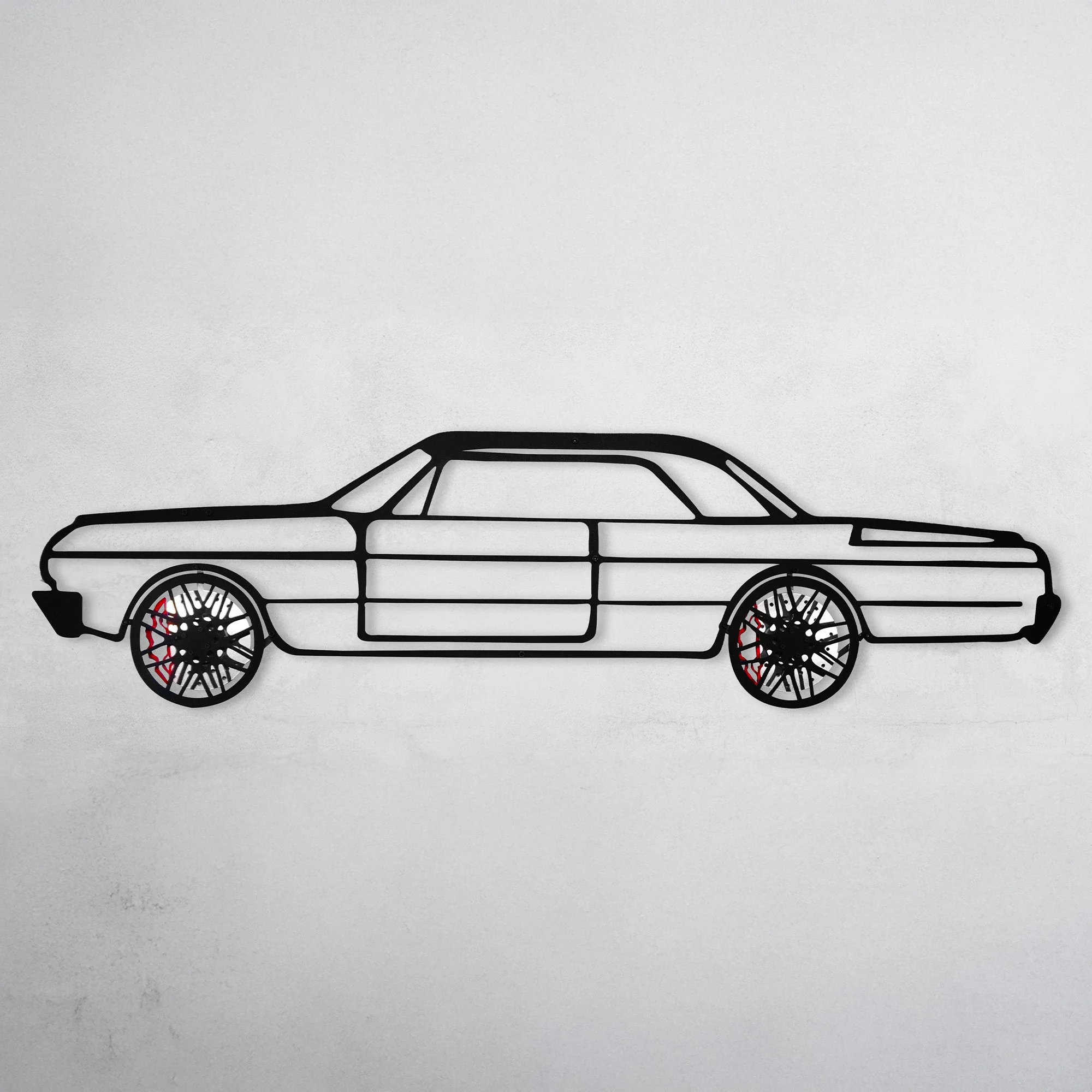 Chevrolet Impala Wall Art – Classic Steel Silhouette with Spinning Wheels-KAFMEKA019