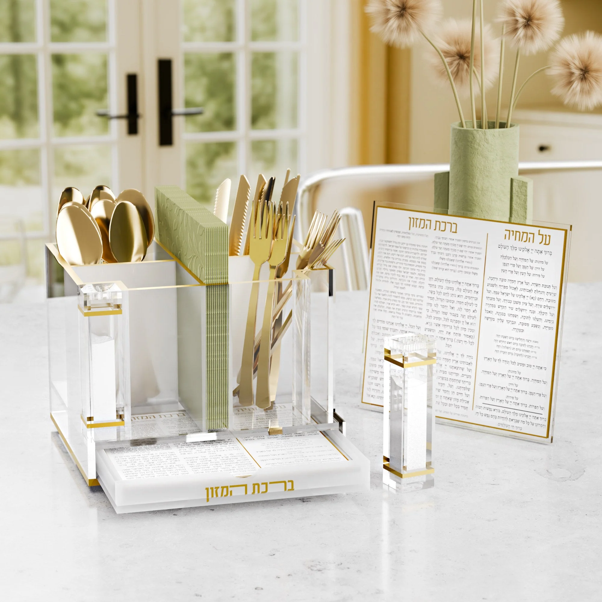 Classic Cutlery Holder with Salt & Bencher Set - Image 2