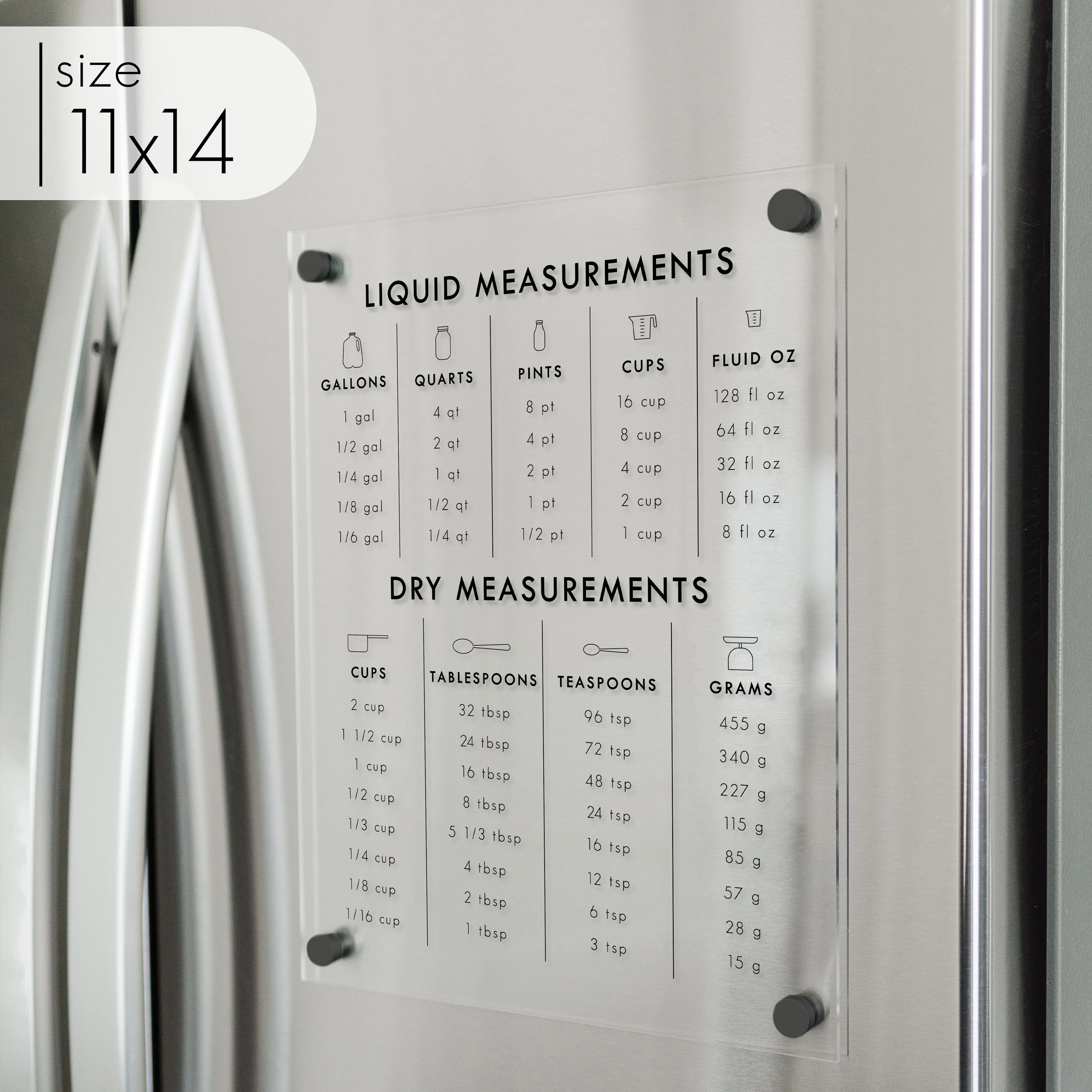 Clear Acrylic Magnetic Kitchen Conversion Chart - Image 4