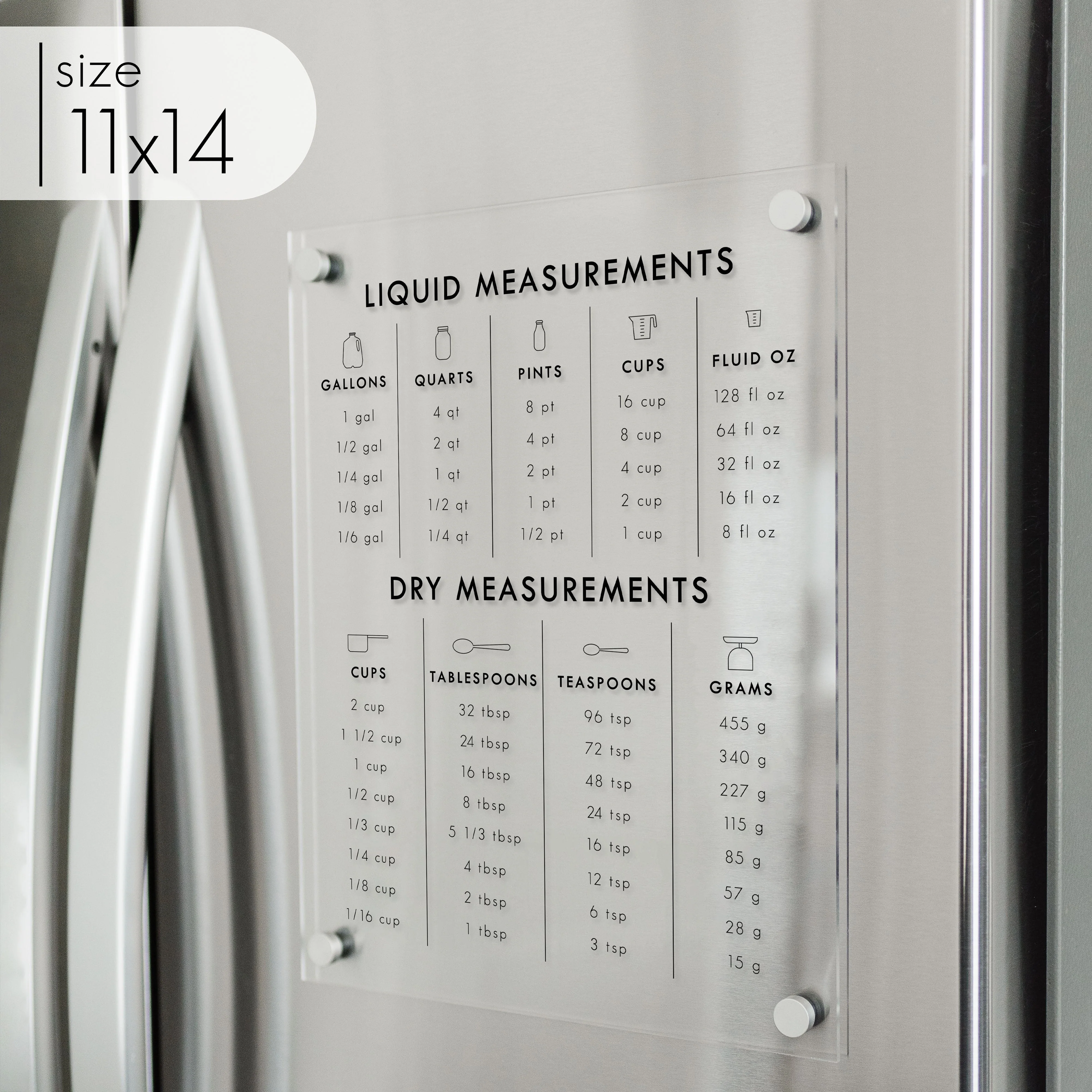 Clear Acrylic Magnetic Kitchen Conversion Chart - Image 5
