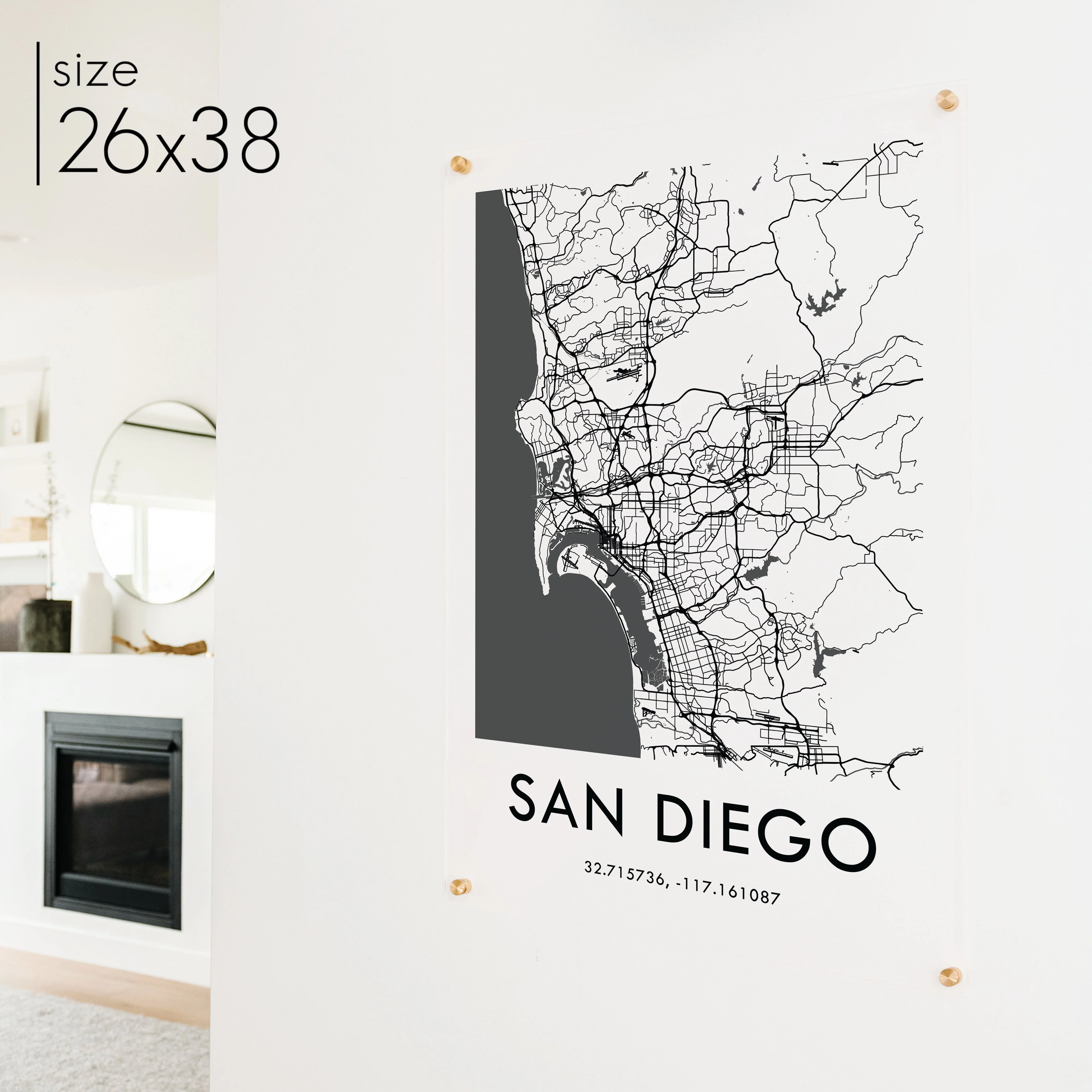 Clear Acrylic San Diego City Street Map - Image 5