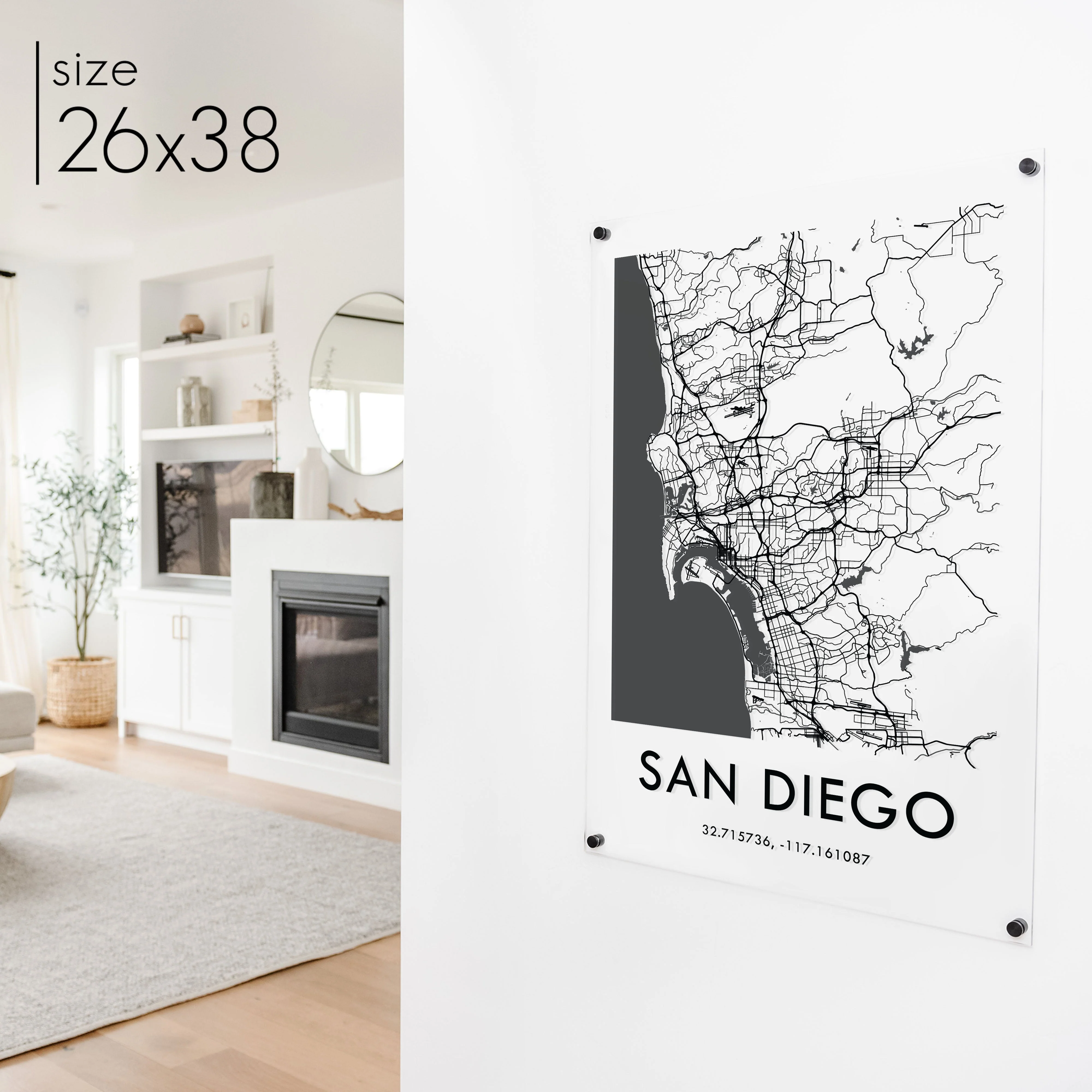 Clear Acrylic San Diego City Street Map - Image 7
