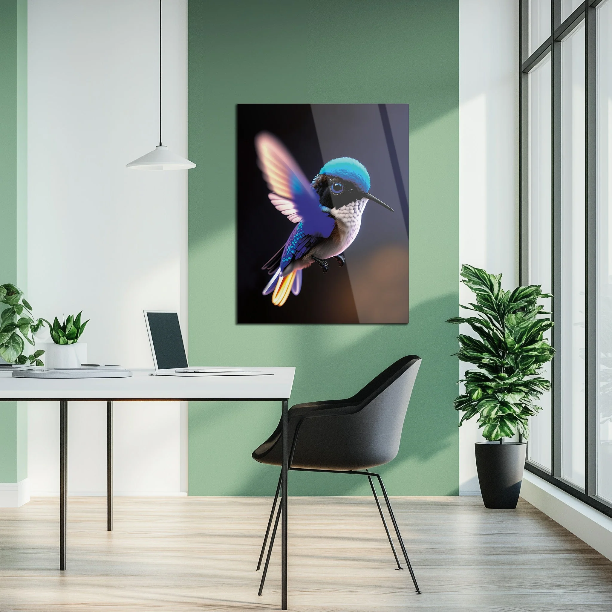 Colorful Hummingbird Glass Wall Art โ Vibrant Nature-Inspired UV Print-KAFCD002 - Image 2
