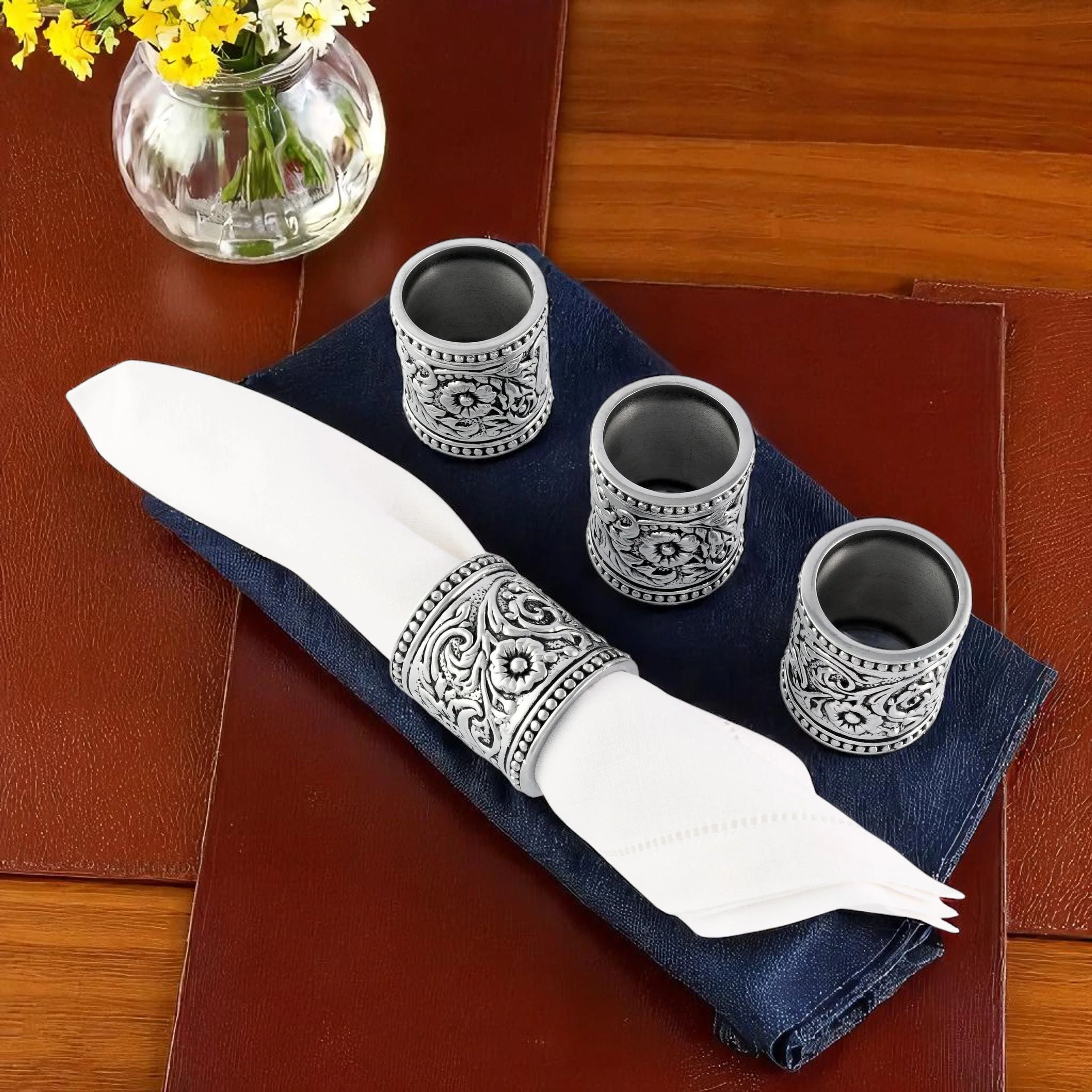 Concho Pattern Napkin Rings Set of 4 - Image 2