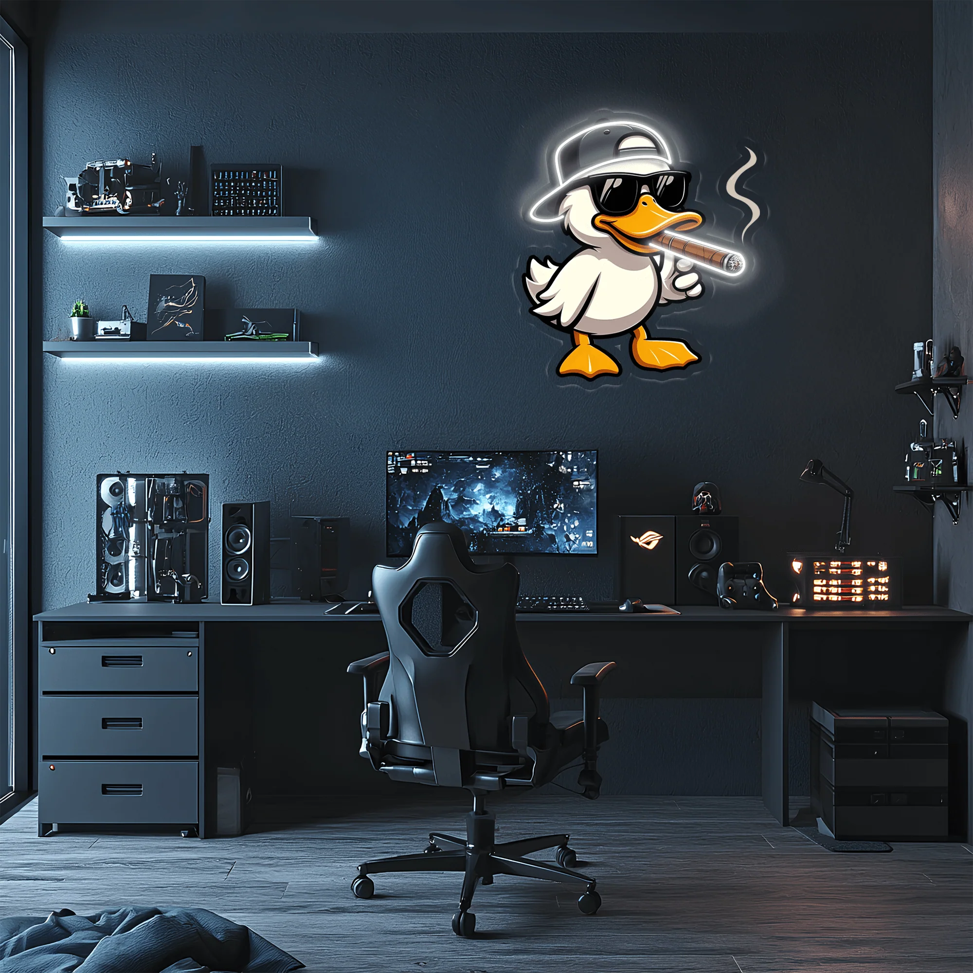 Cool Duck Plexiglass Neon Art, Duck Neon Sign, Neon Light Sign, Neon Wall Art