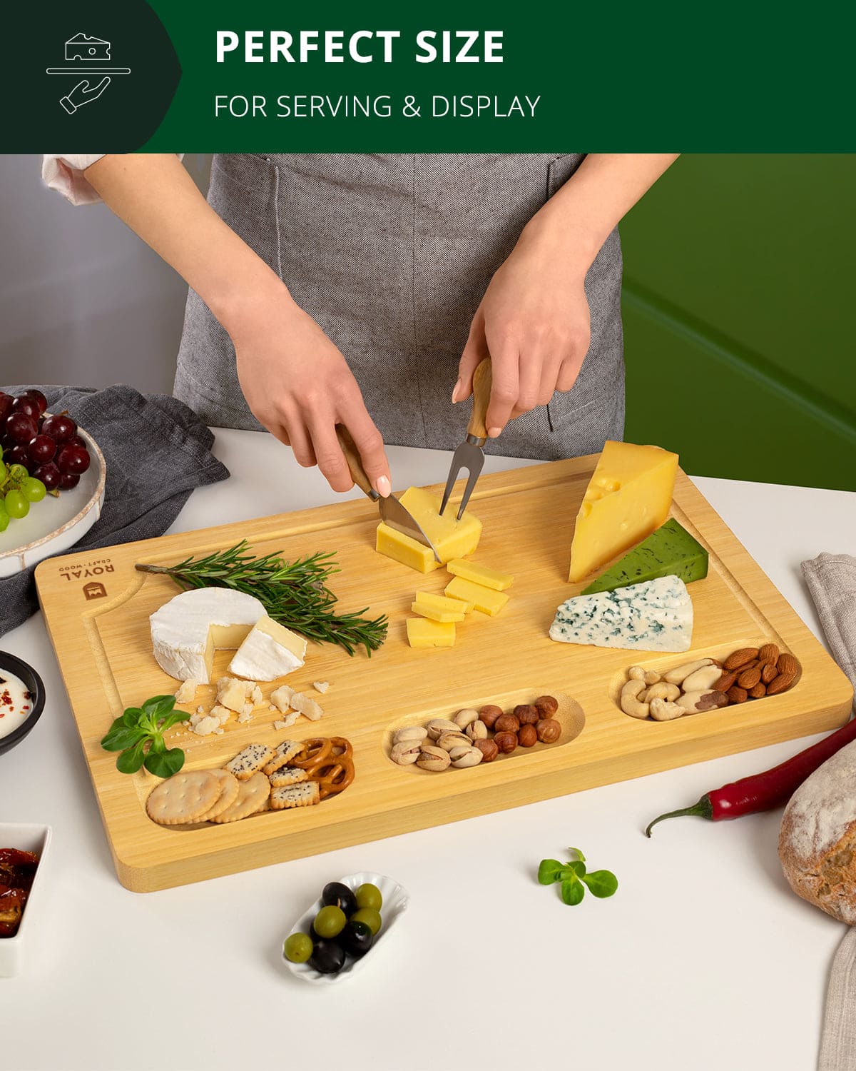 Cutting Board with Compartments, 18” x 12” - Image 4