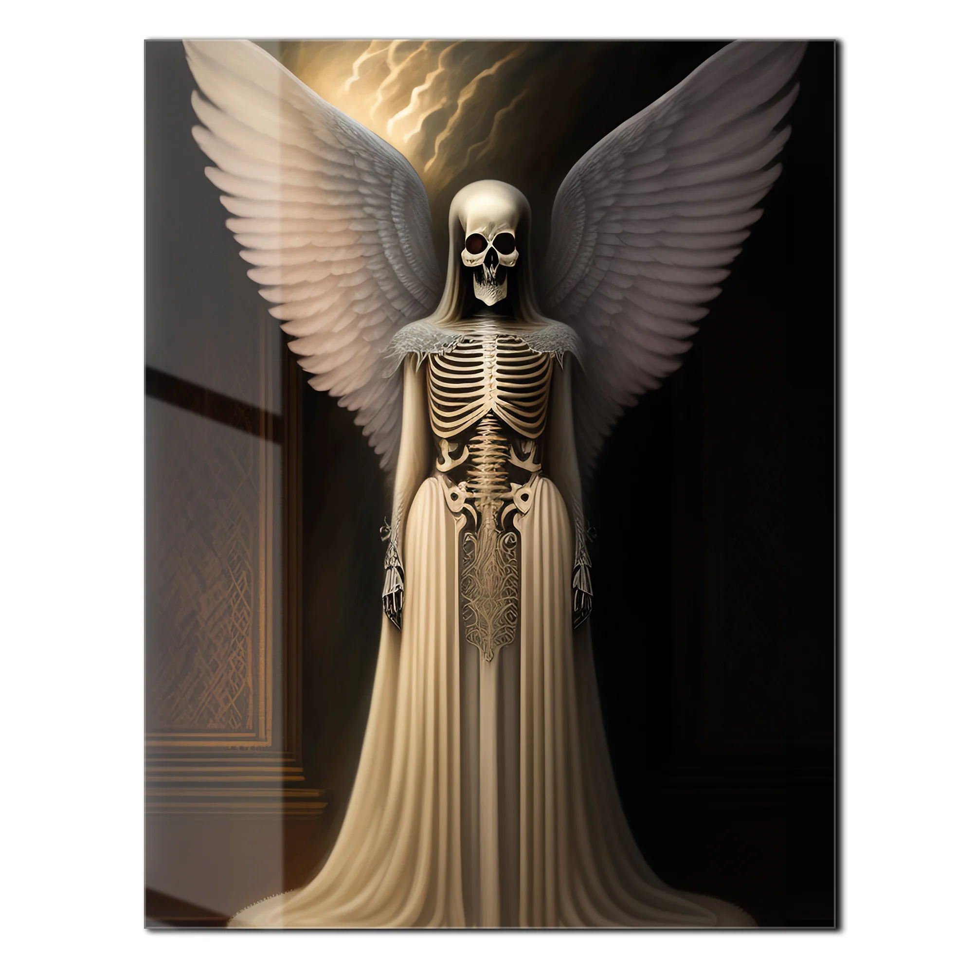 Dark Angel Skeleton – Gothic Winged Figure UV Glass Wall Art - KAFCD100 - Image 2