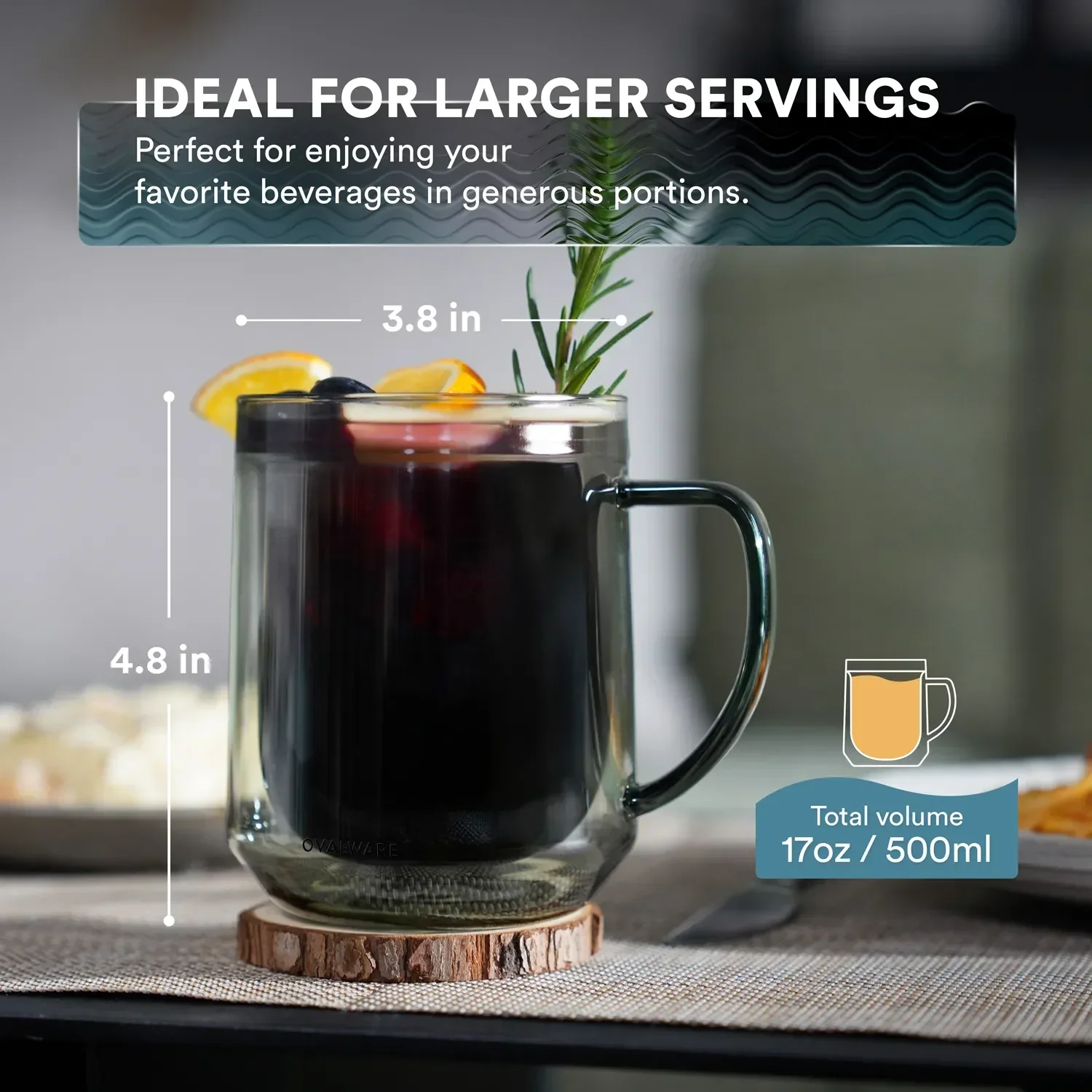 Double Wall Mug - 500ml/17oz (Set of 2) - Image 4