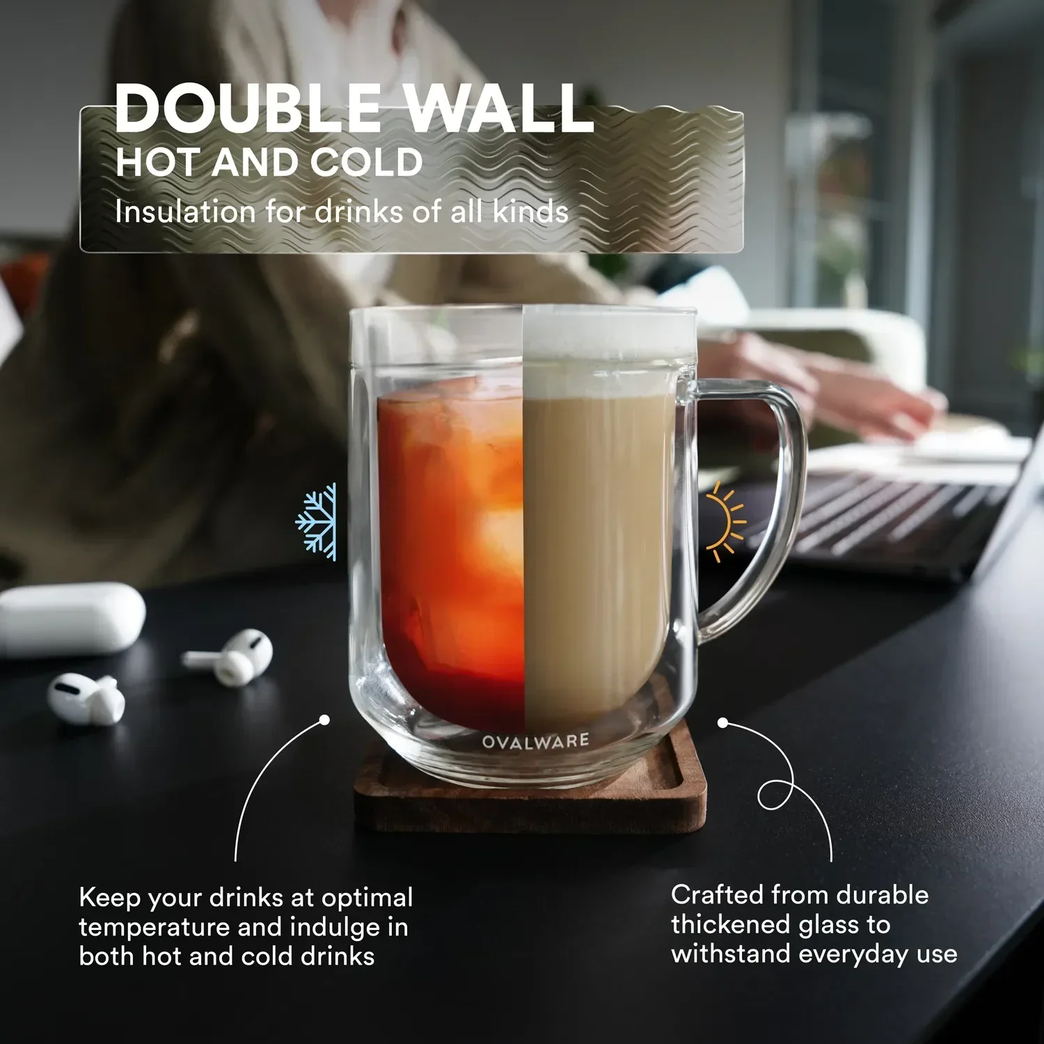 Double Wall Mug - 500ml/17oz (Set of 2) - Image 7