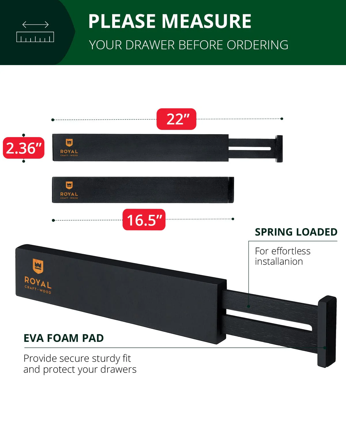 Drawer Dividers 22”, Black - Image 2