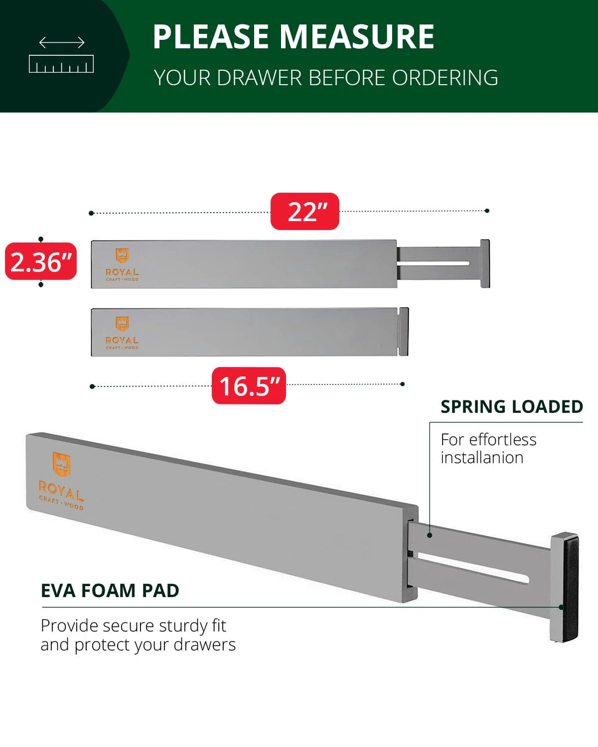 Drawer Dividers 22”, Gray - Image 2