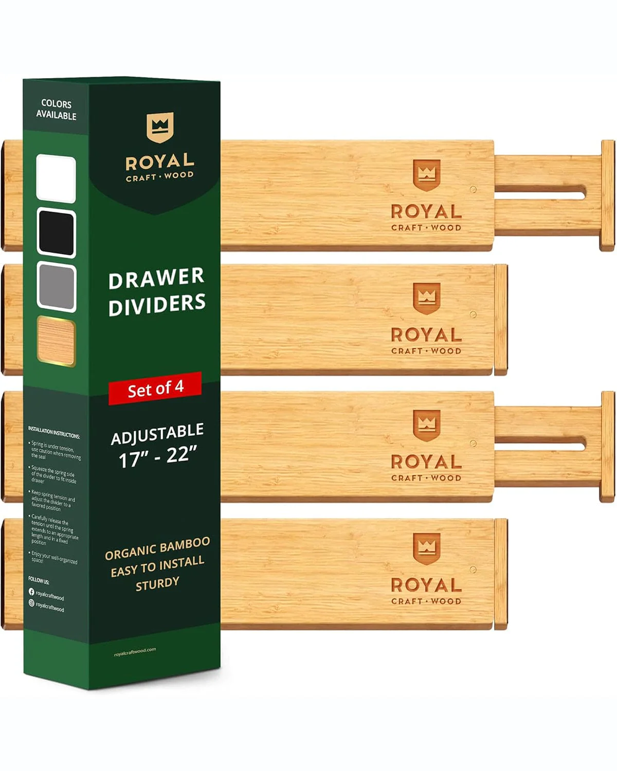 Drawer Dividers 22”, Natural