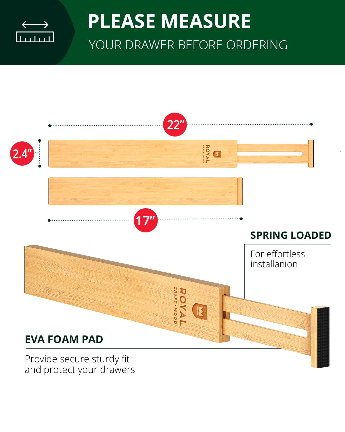 Drawer Dividers 22”, Natural - Image 3