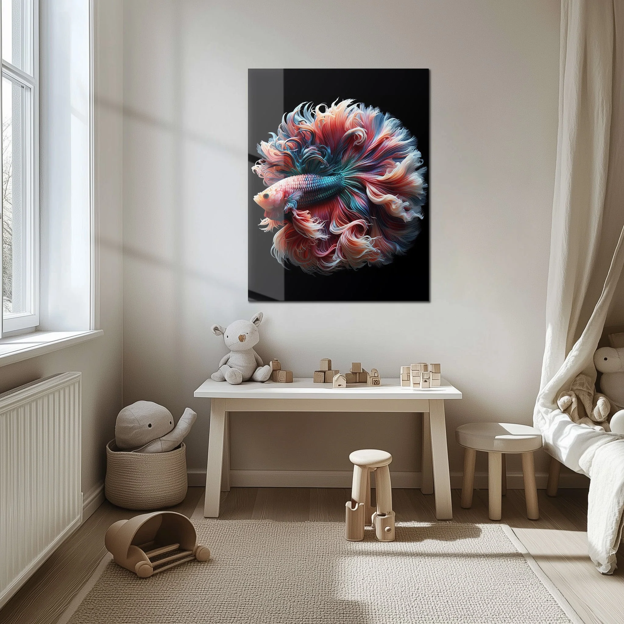Elegant Betta Fish Flow โ Colorful UV Glass Wall Art with Fluid Fin Design-KAFCD080 - Image 6