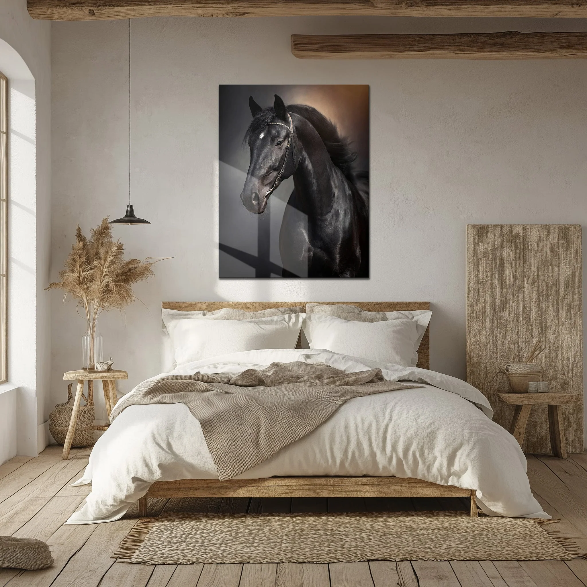 Elegant Black Horse Portrait UV Glass Wall Art โ Majestic Equestrian Design-KAFCD065 - Image 4