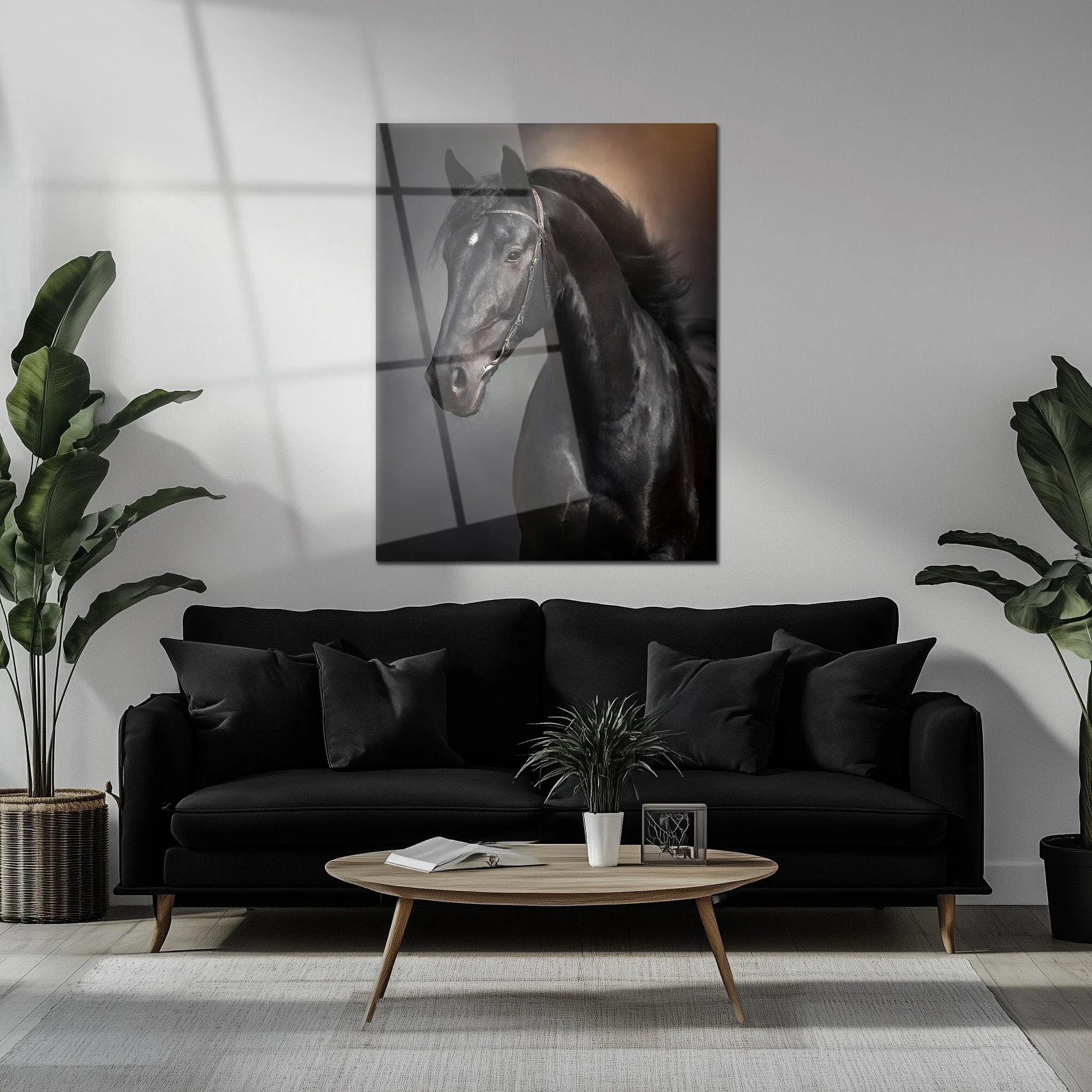 Elegant Black Horse Portrait UV Glass Wall Art โ Majestic Equestrian Design-KAFCD065 - Image 5