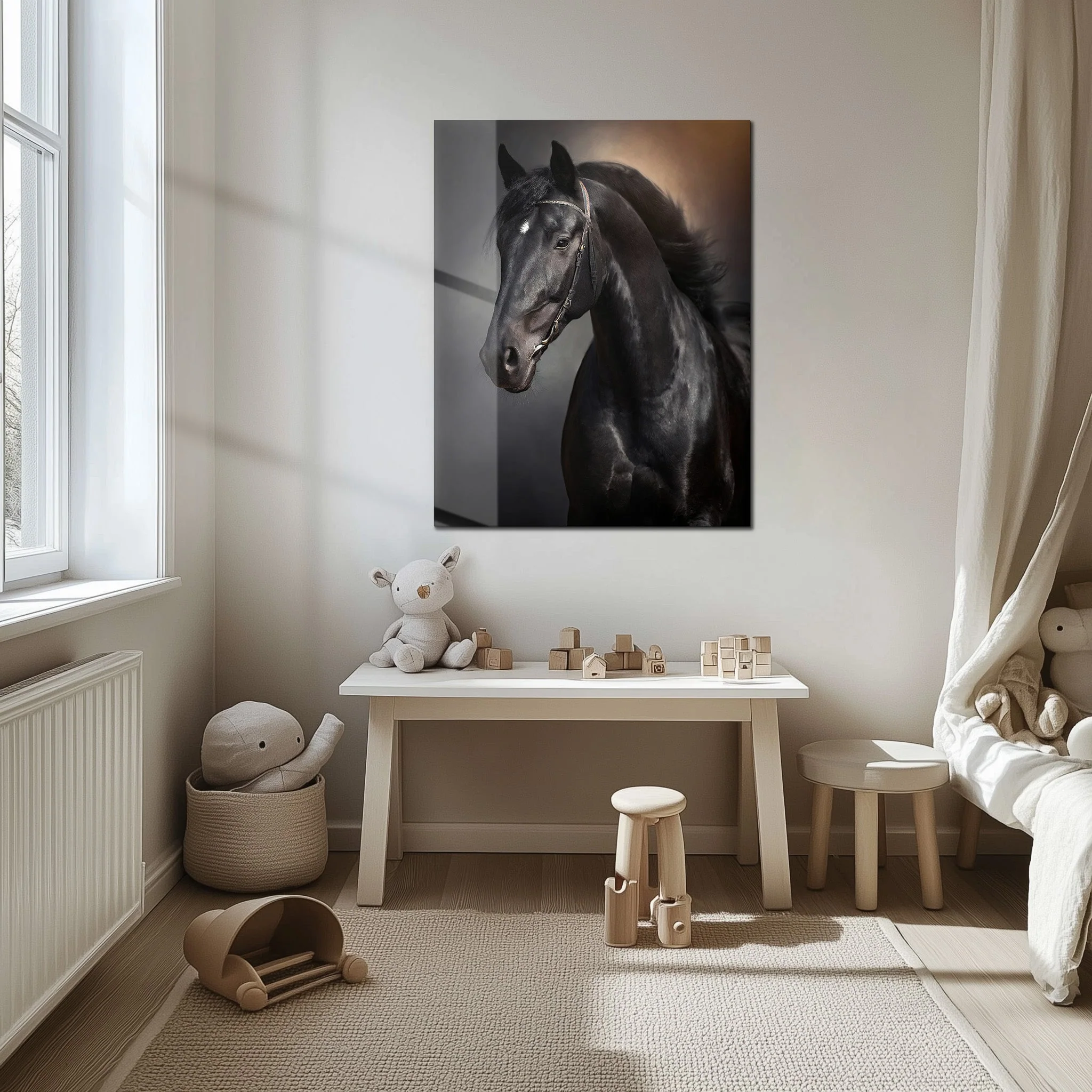 Elegant Black Horse Portrait UV Glass Wall Art โ Majestic Equestrian Design-KAFCD065 - Image 6