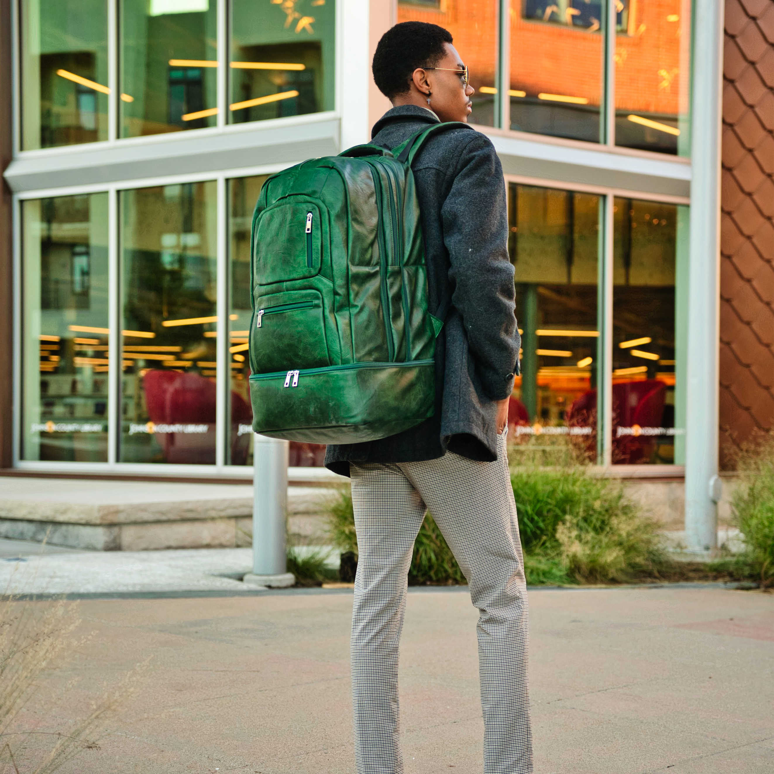 Emerald Green Leather Carry-On Patented Backpack (Only 300 Made) - Image 2