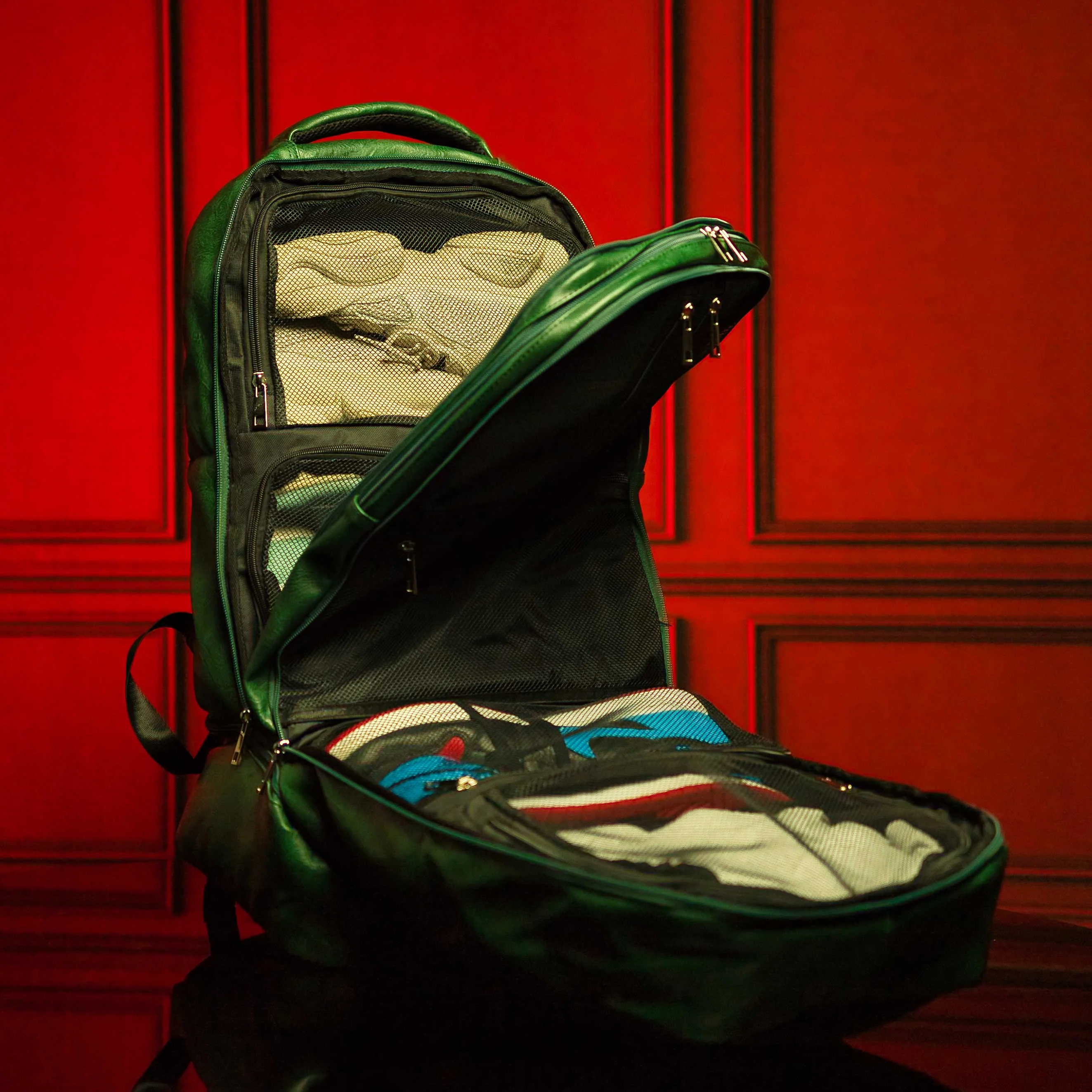 Emerald Green Leather Carry-On Patented Backpack (Only 300 Made) - Image 7