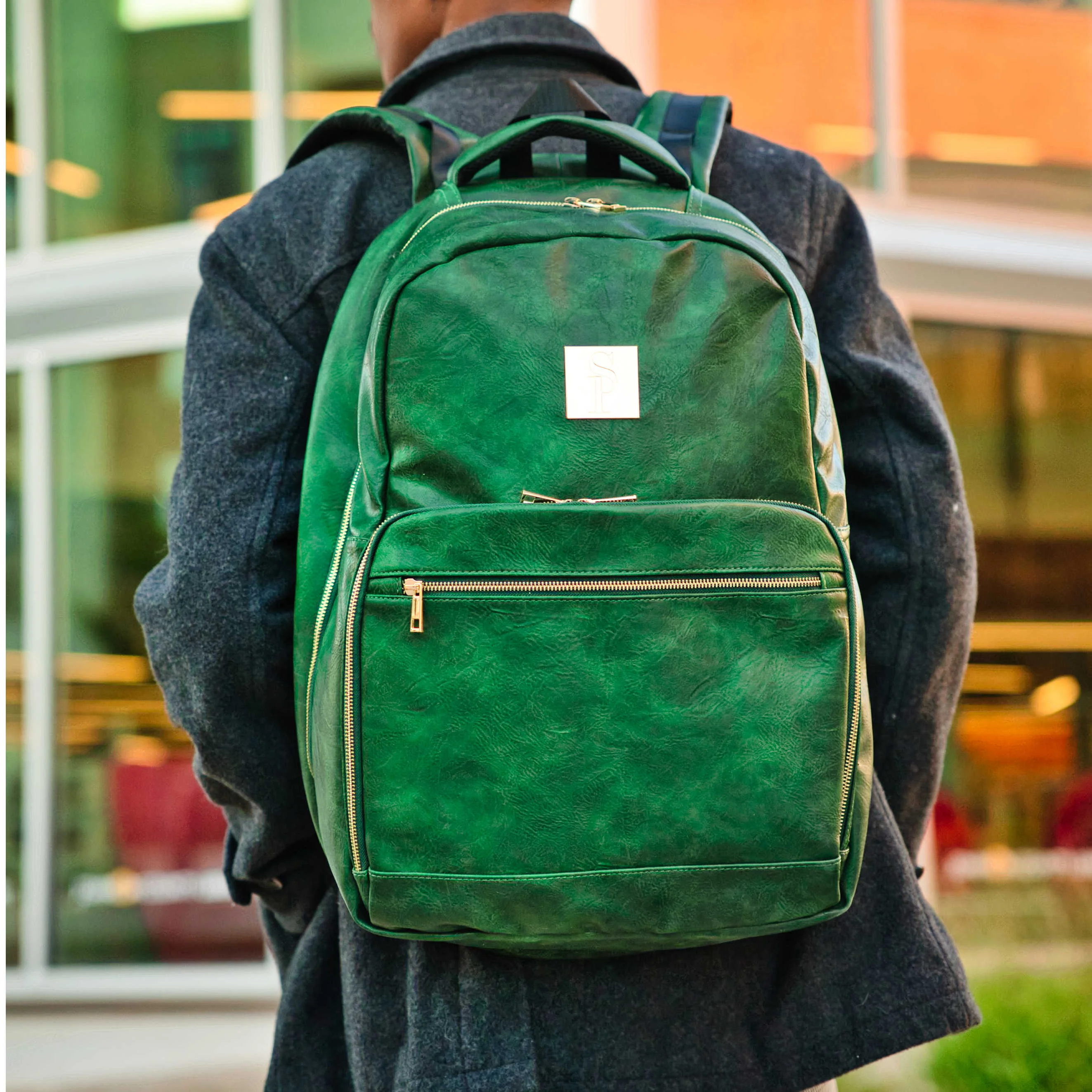 Emerald Green Leather Commuter Bag (XL Design) - Image 2