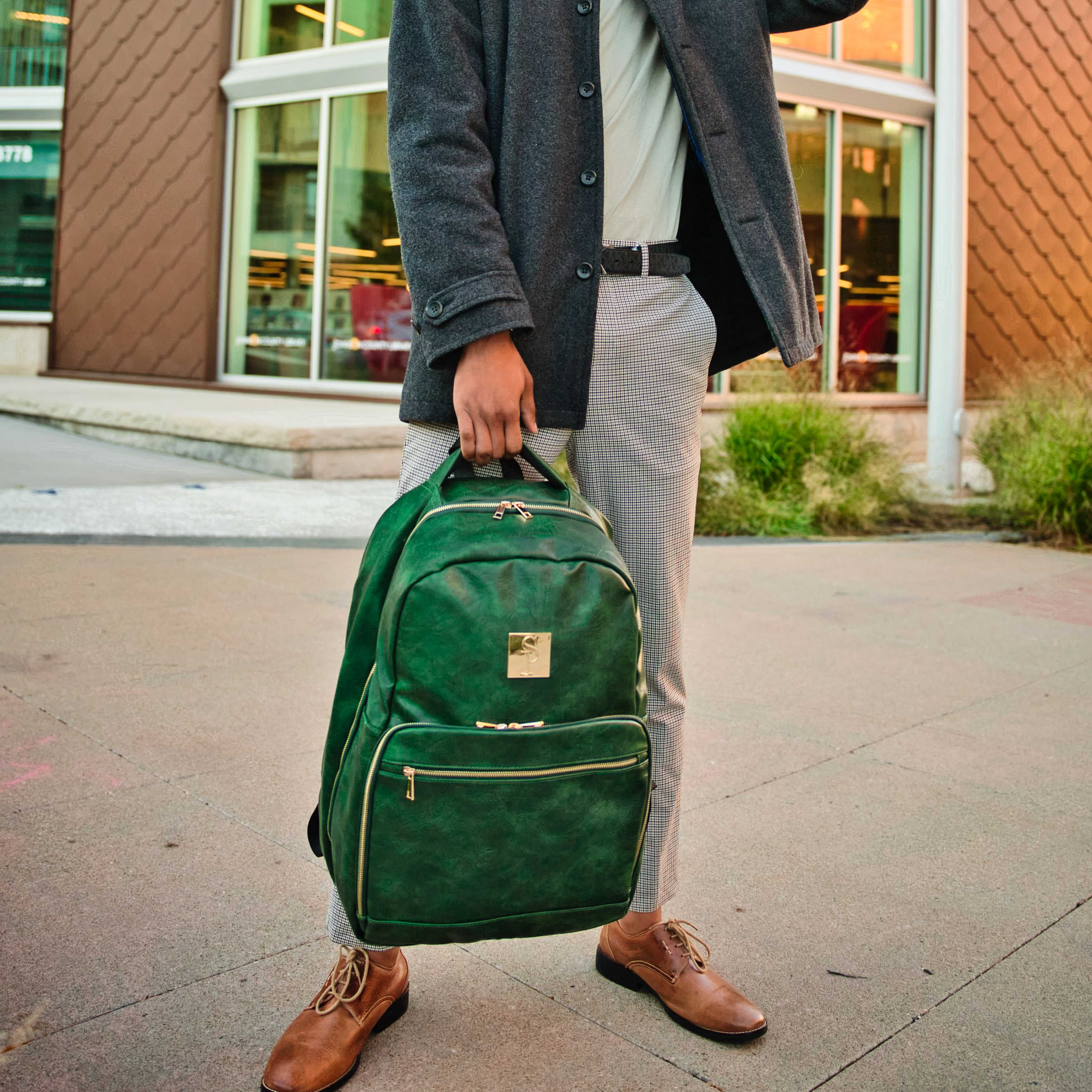 Emerald Green Leather Commuter Bag (XL Design) - Image 4