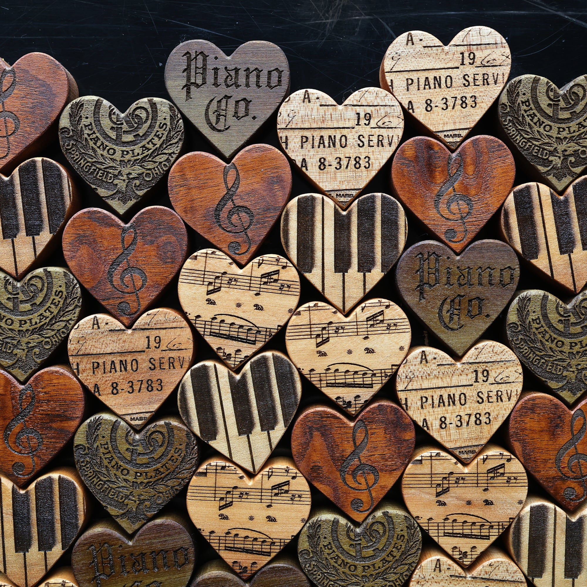 Engraved Piano Wood Hearts - Image 15
