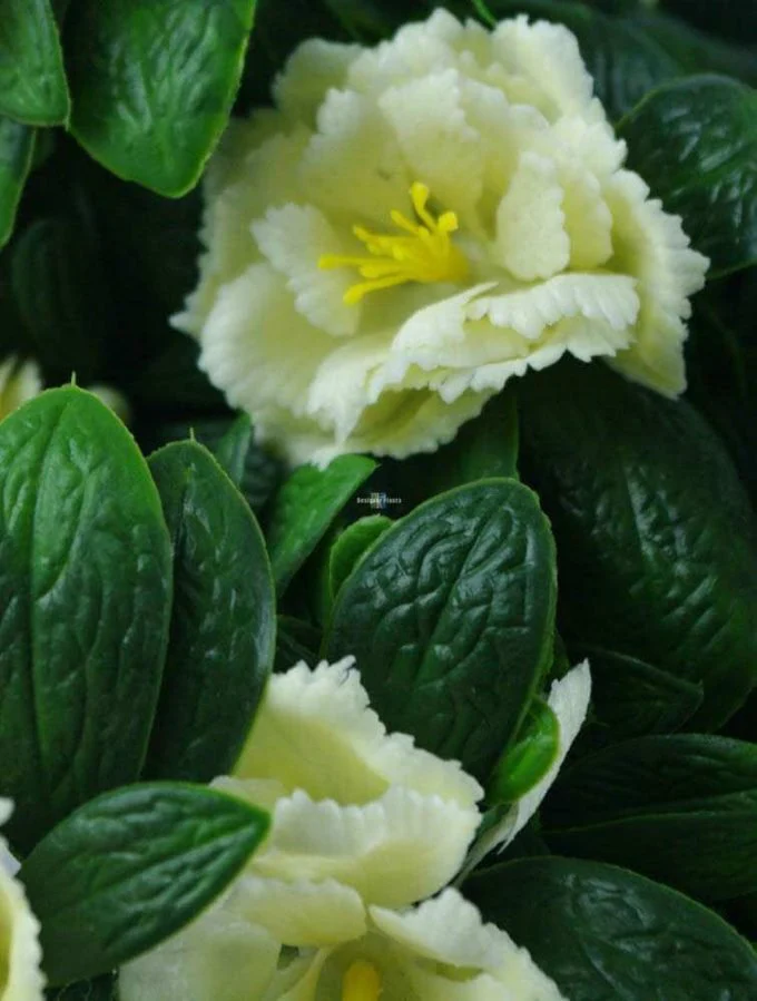 Faux White Rose Bunch UV Resistant 18" - Image 3