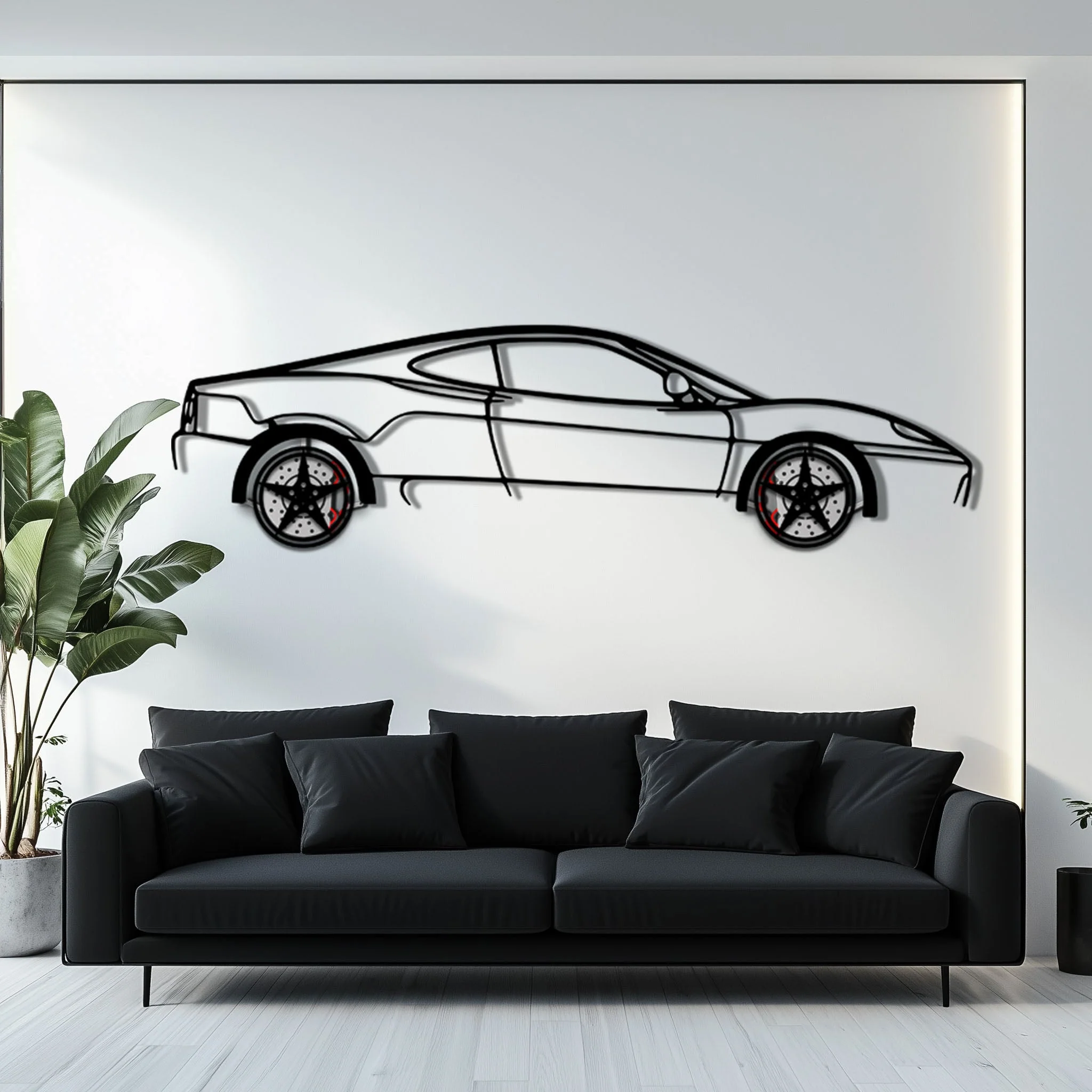 Ferrari 360 Modena Metal Car Wall Art with Rotating Wheels - Italian V8 Supercar Silhouette - Interactive Automotive Decor - KAFMEKA122 - Image 7