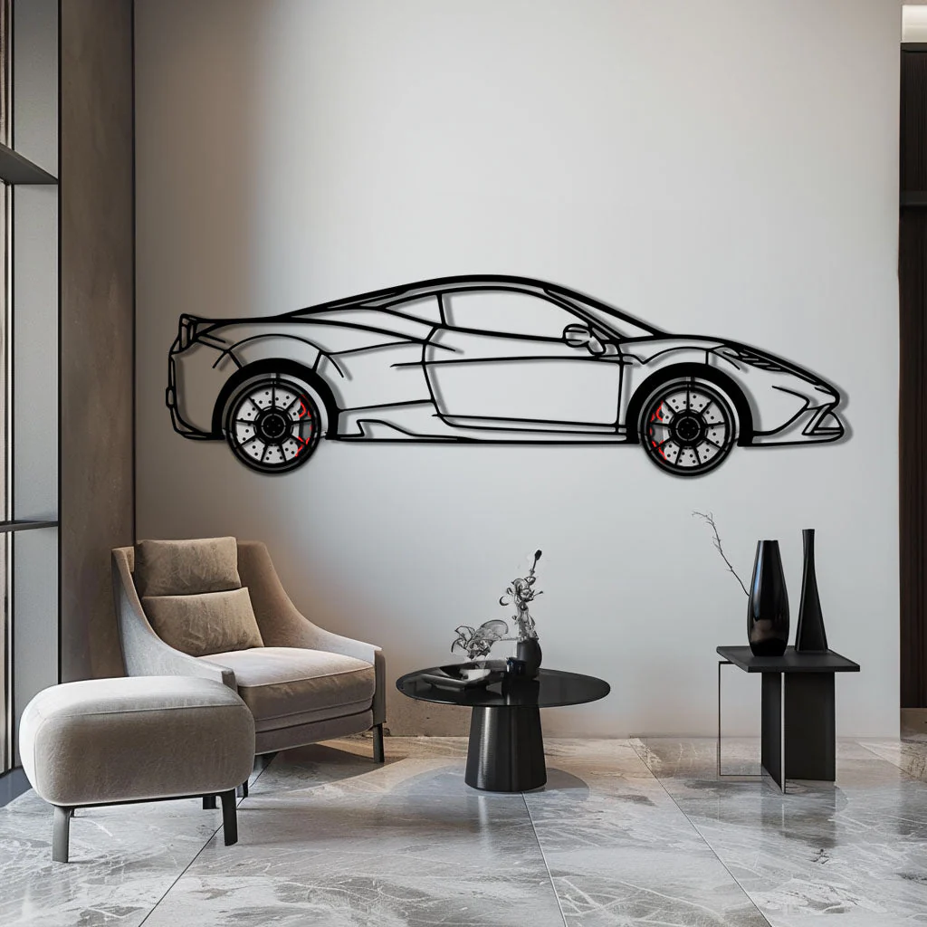 Ferrari 458 Speciale Metal Car Wall Art with Rotating Wheels - Track-Focused V8 Silhouette - Interactive Automotive Wall Decor - KAFMEKA125 - Image 4