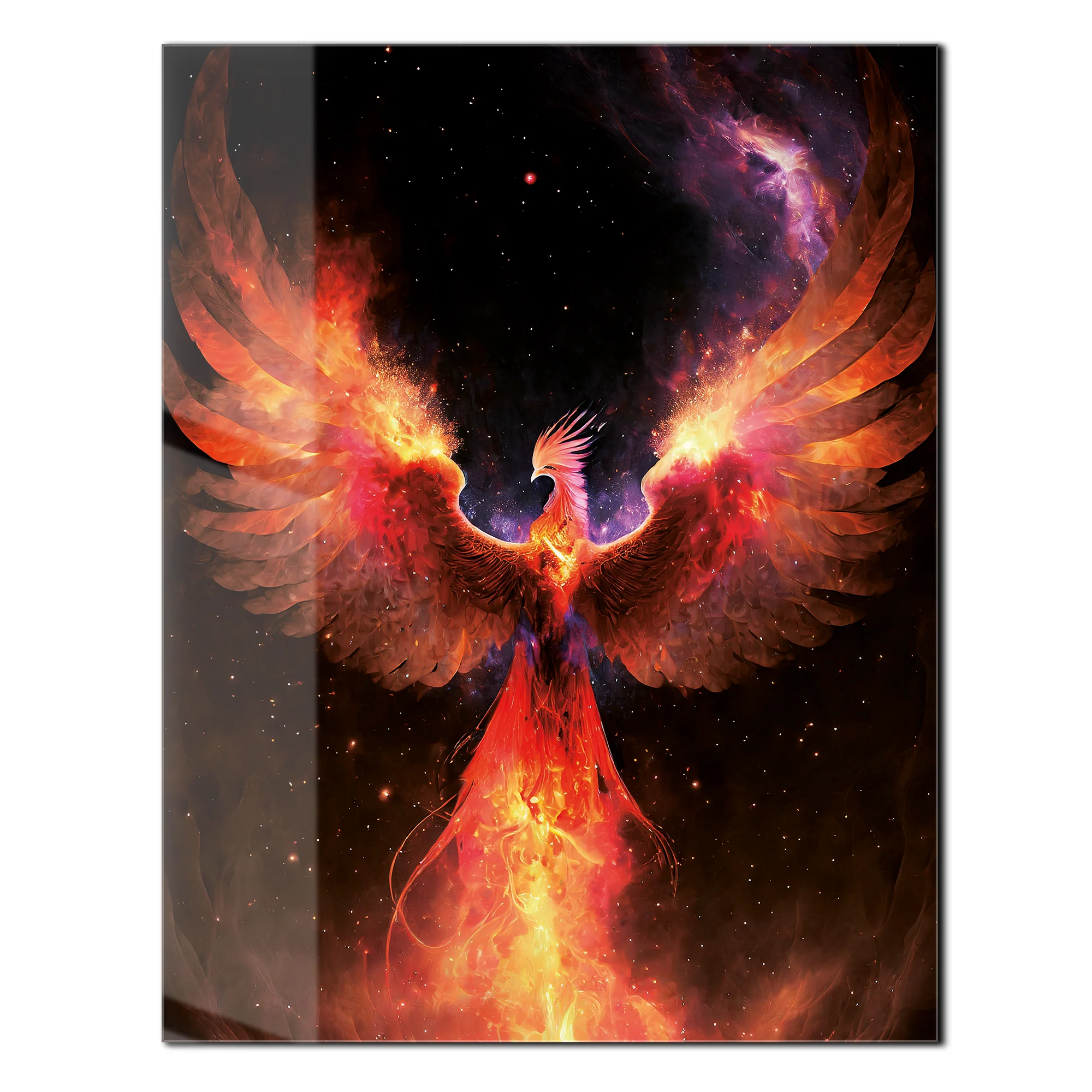 Fiery Phoenix Glass Wall Art โ Rebirth & Flame Fantasy UV Print Design-KAFCD027 - Image 2