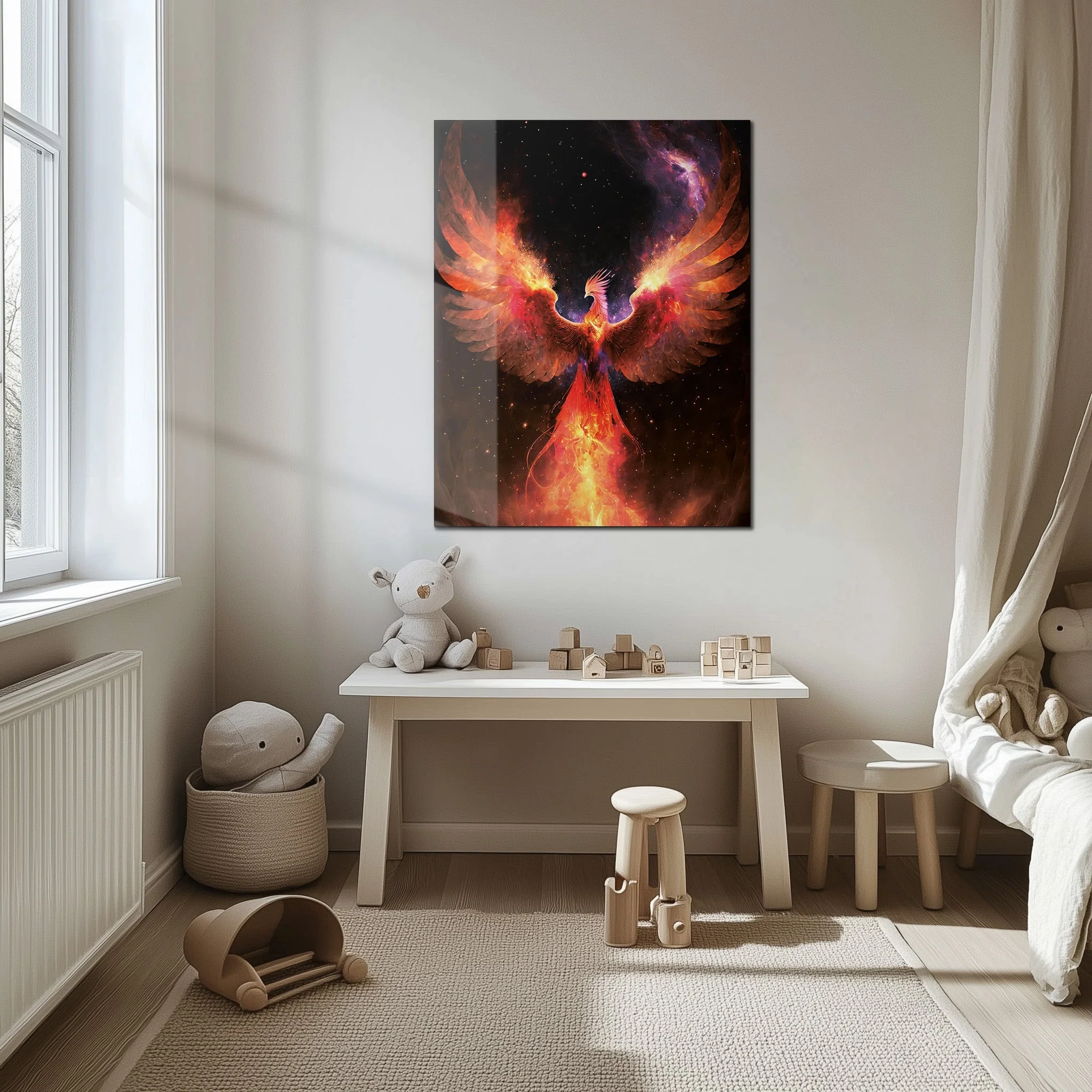 Fiery Phoenix Glass Wall Art โ Rebirth & Flame Fantasy UV Print Design-KAFCD027 - Image 5