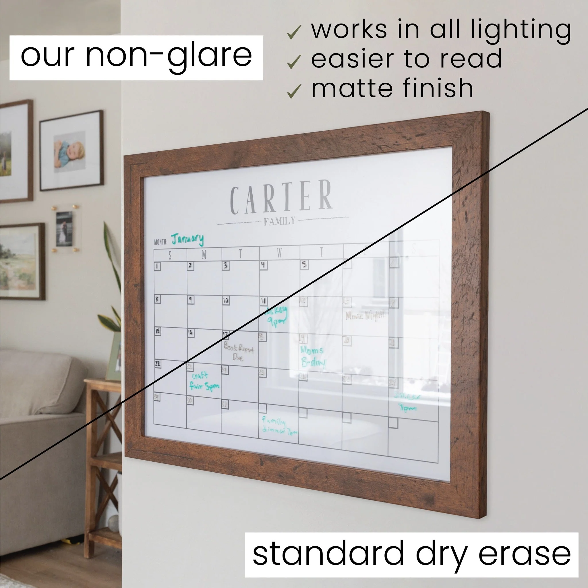 Framed Yearly Whiteboard Calendar | Vertical Pennington - Image 4