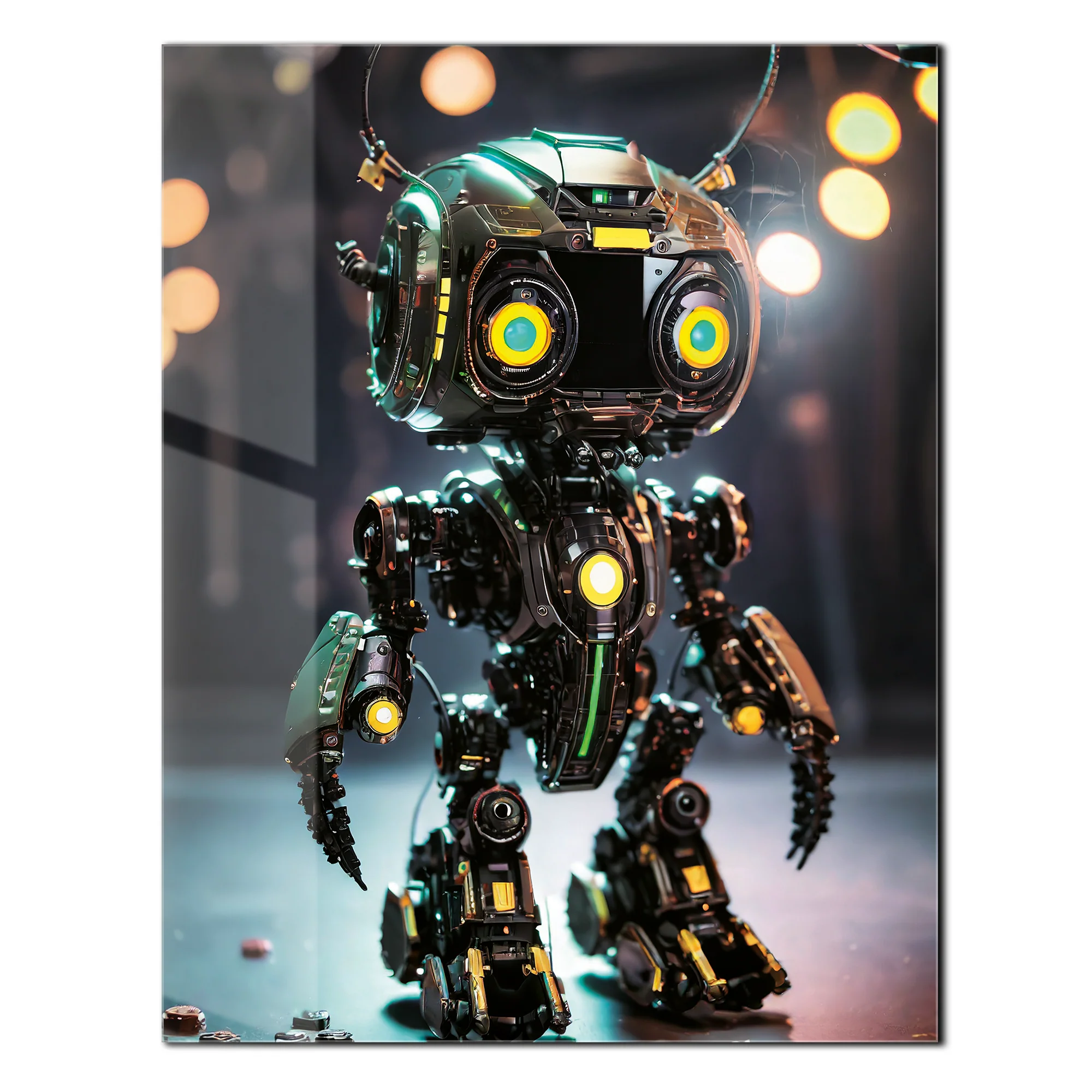 Futuristic Neon-Eyed Robot Character – UV Printed Glass Wall Art - KAFCD105 - Image 2