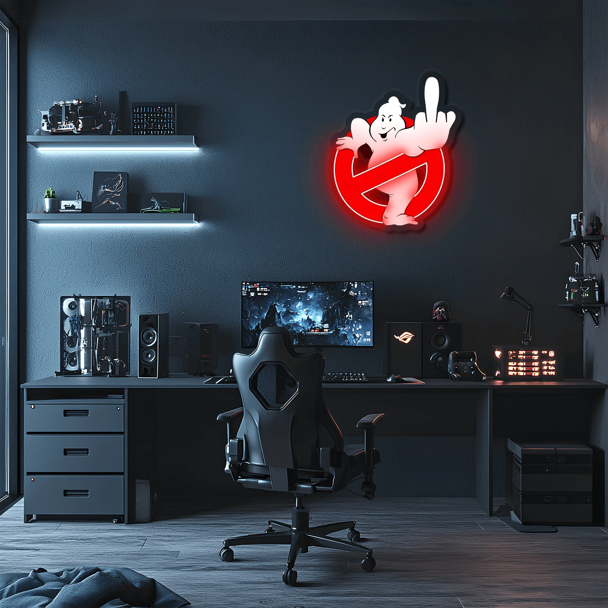 Ghostbusters Plexiglass Neon Art, Uv Print Neon Sign, Neon Light Sign, Neon Wall Art - Image 3
