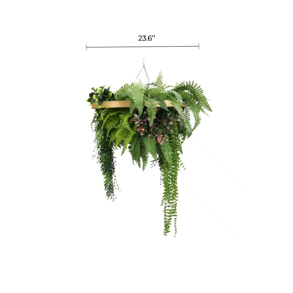 Gold Framed Roof Hanging Disc With Draping Life-Like Plants 23.6" - Image 3